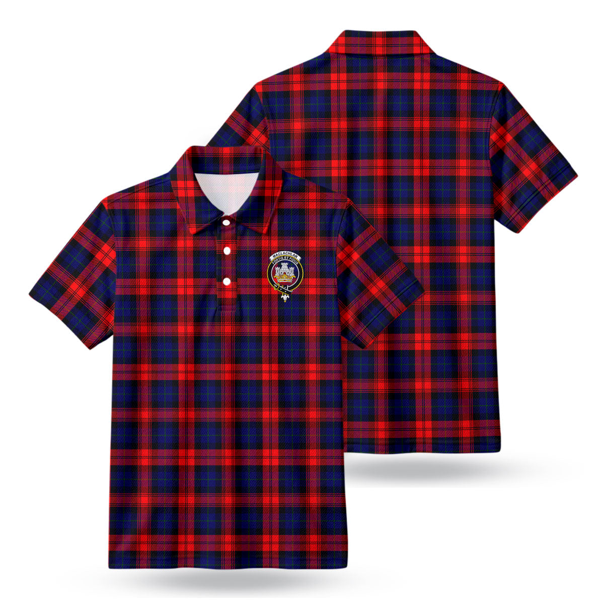 MacLachlan Modern Tartan Crest Birdseye Mesh Polo Shirt