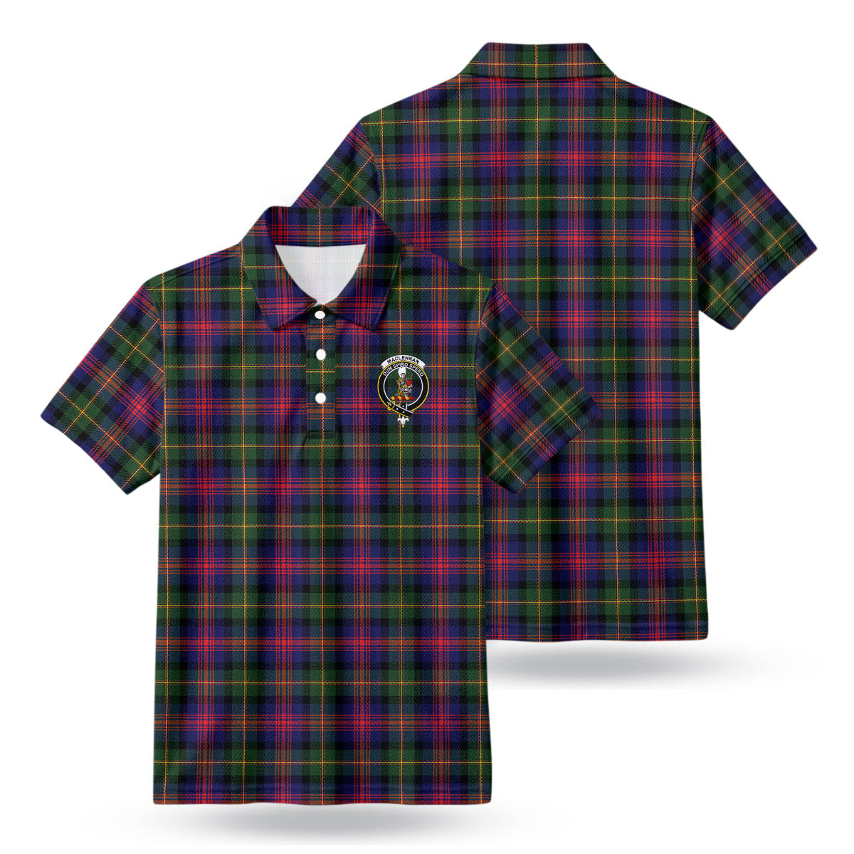 MacLennan Modern Tartan Crest Birdseye Mesh Polo Shirt