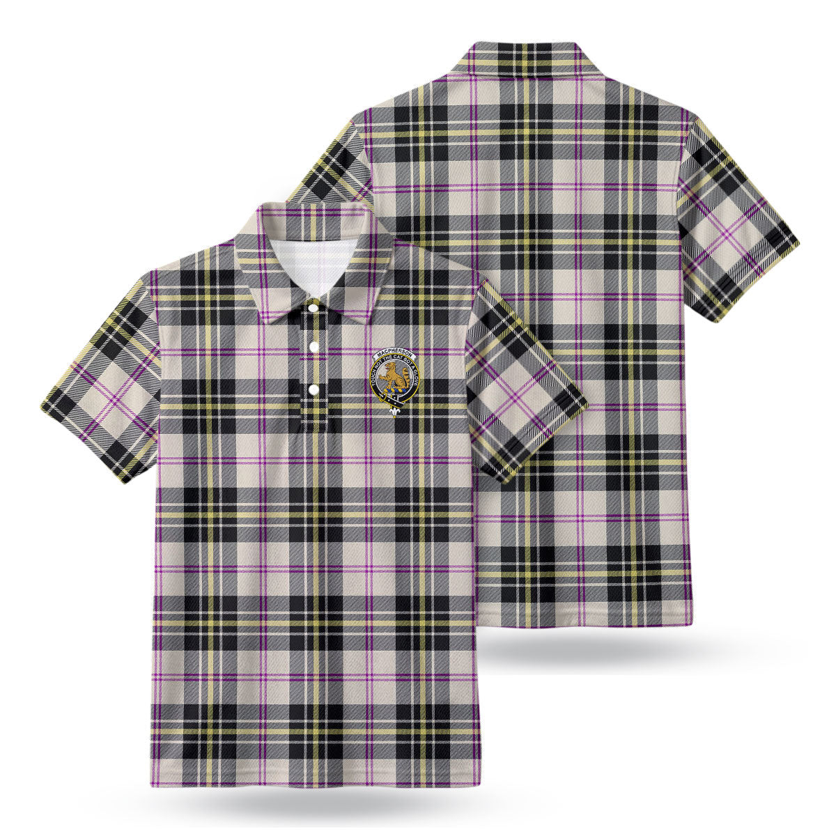 MacPherson Dress Ancient Tartan Crest Birdseye Mesh Polo Shirt