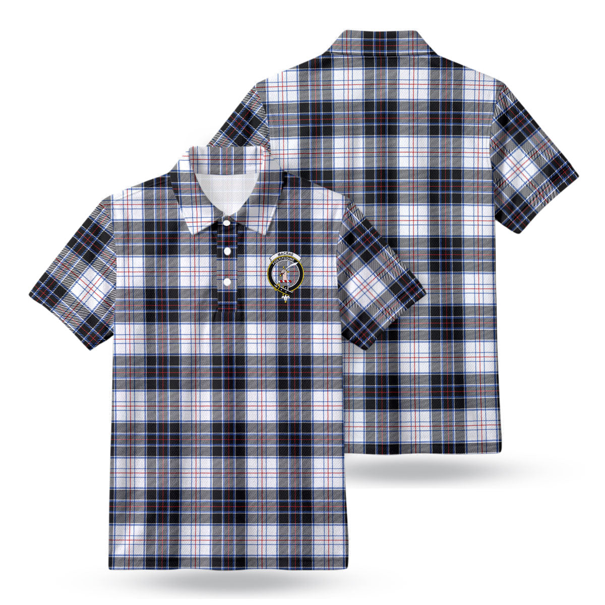 MacRae Dress Modern Tartan Crest Birdseye Mesh Polo Shirt
