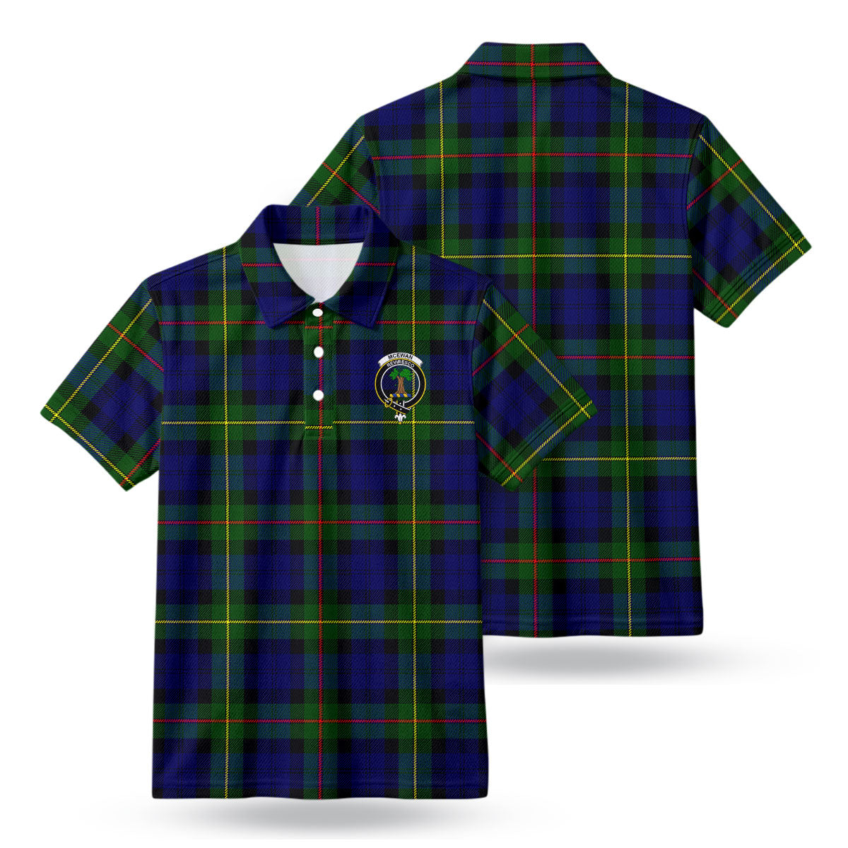 McEwan Modern Tartan Crest Birdseye Mesh Polo Shirt