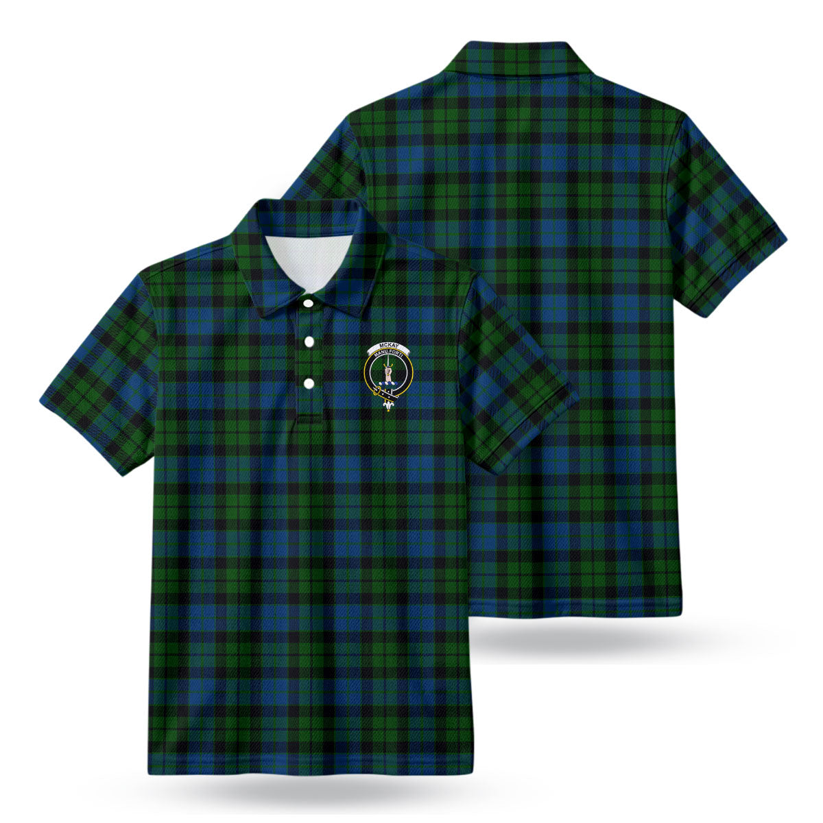 McKay Modern Tartan Crest Birdseye Mesh Polo Shirt