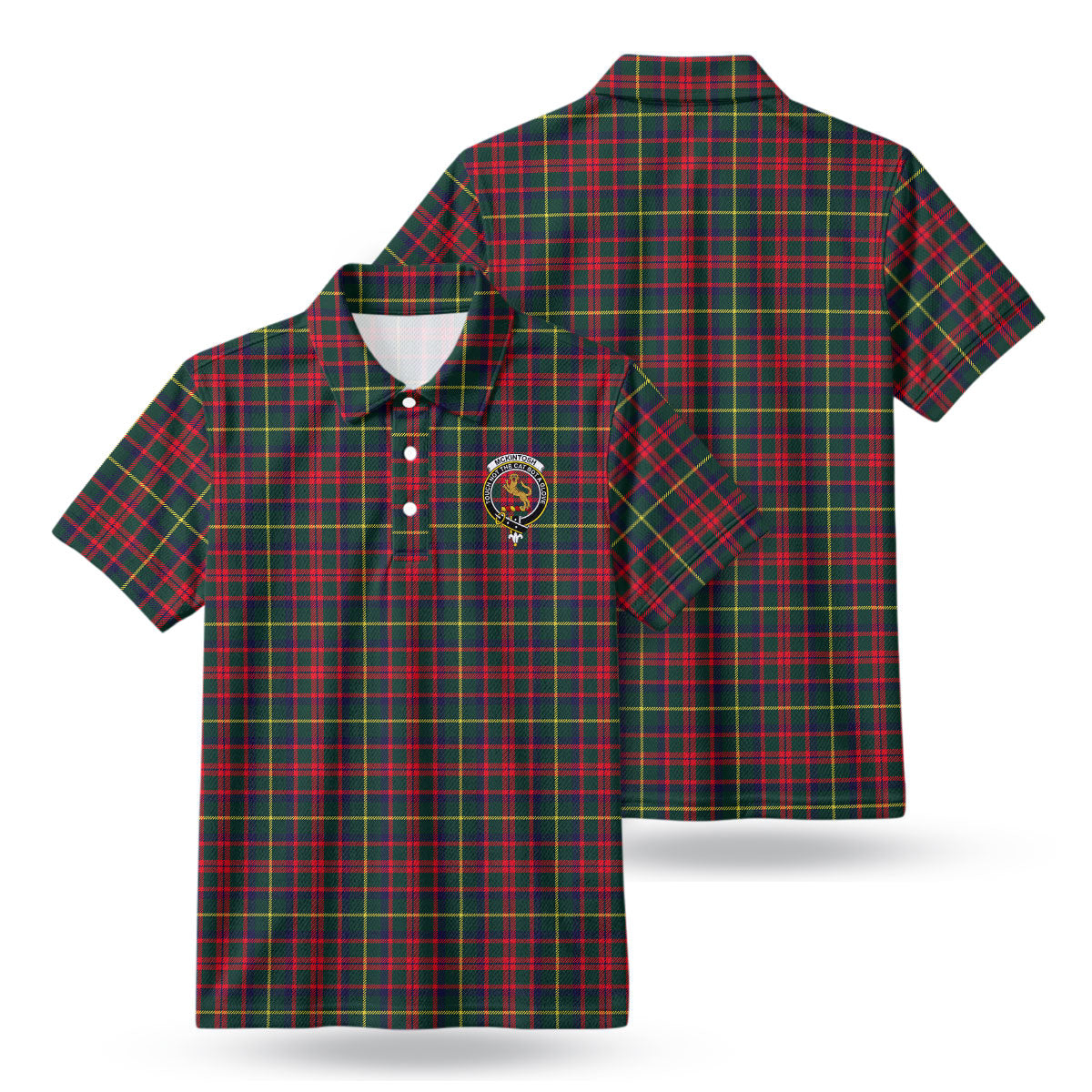 McKintosh Hunting Modern Tartan Crest Birdseye Mesh Polo Shirt