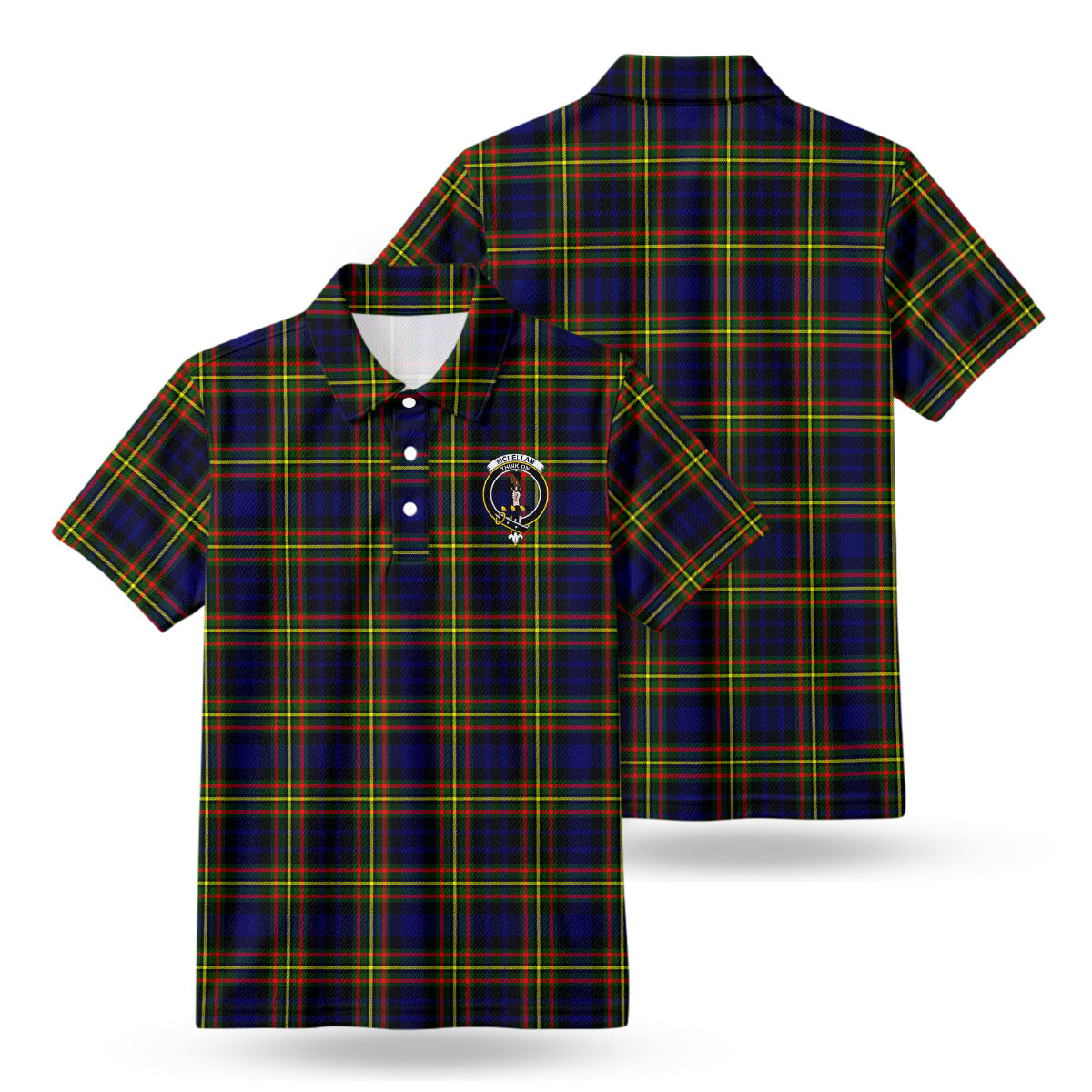 McLellan Modern Tartan Crest Birdseye Mesh Polo Shirt