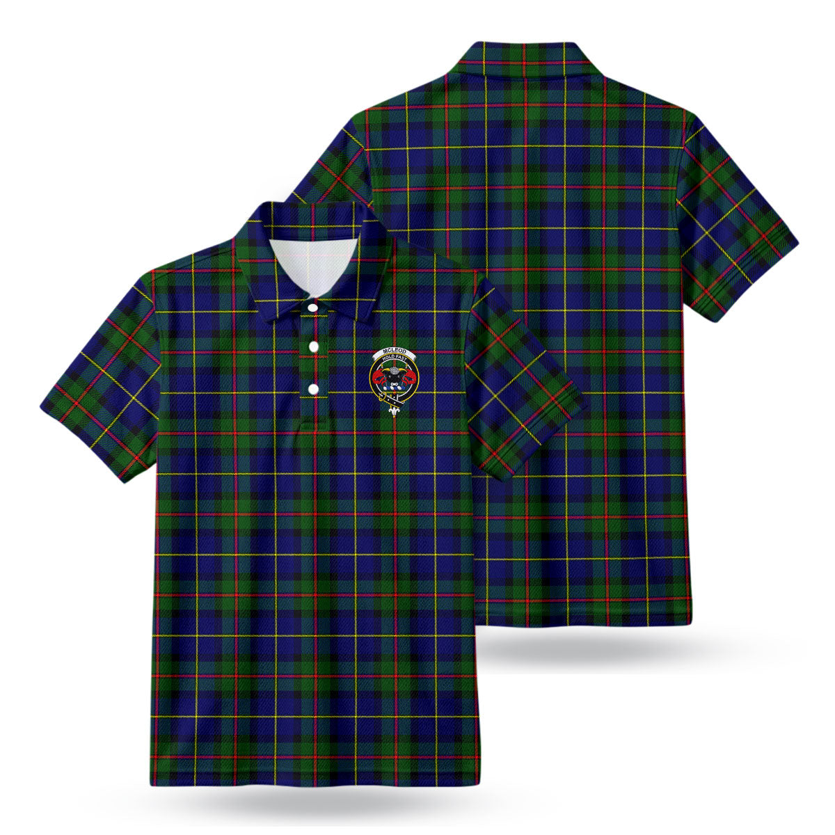 McLeod of Harris Modern Tartan Crest Birdseye Mesh Polo Shirt