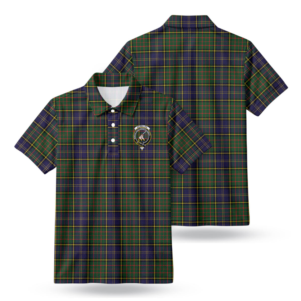 McMillan Hunting Modern Tartan Crest Birdseye Mesh Polo Shirt