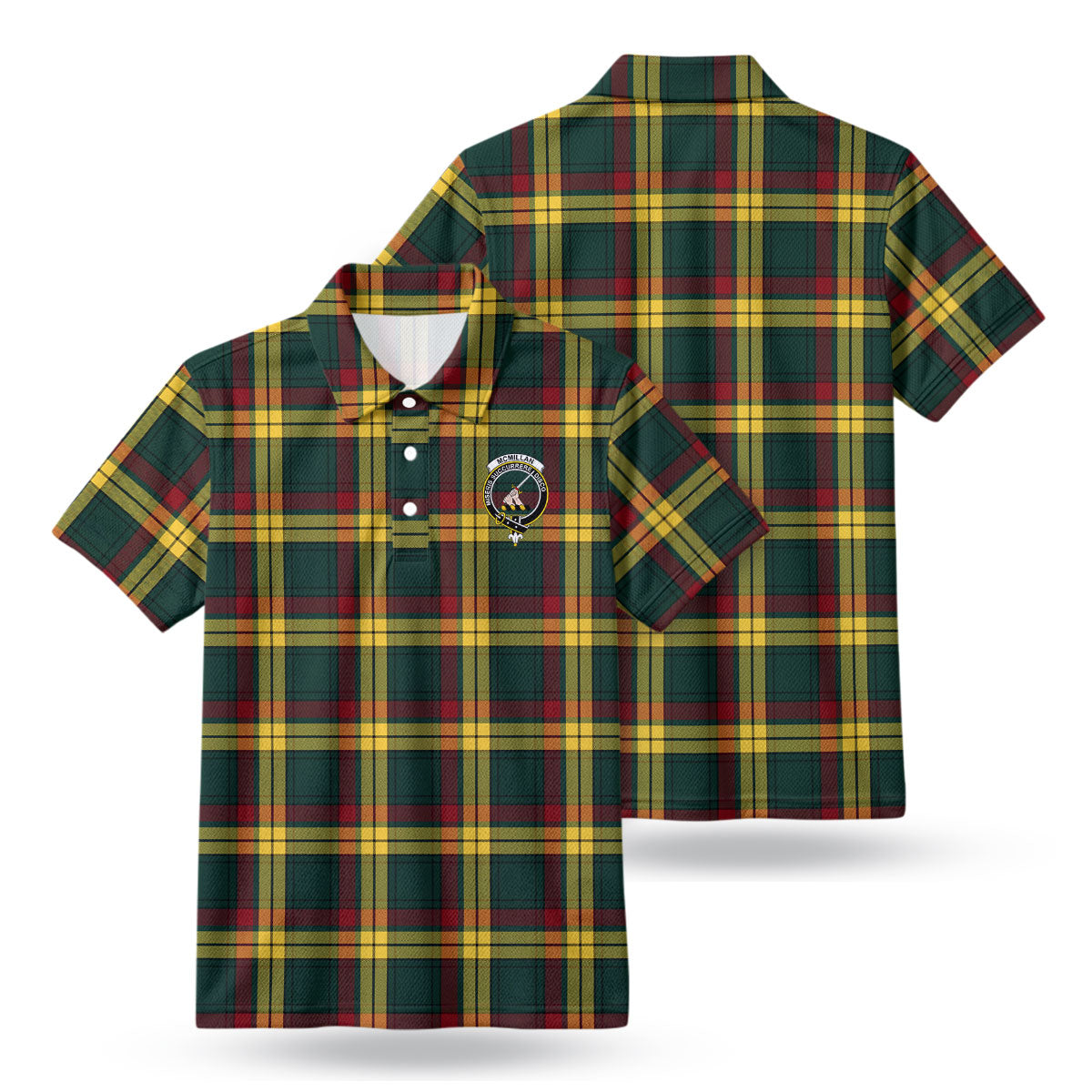 McMillan Old Modern Tartan Crest Birdseye Mesh Polo Shirt