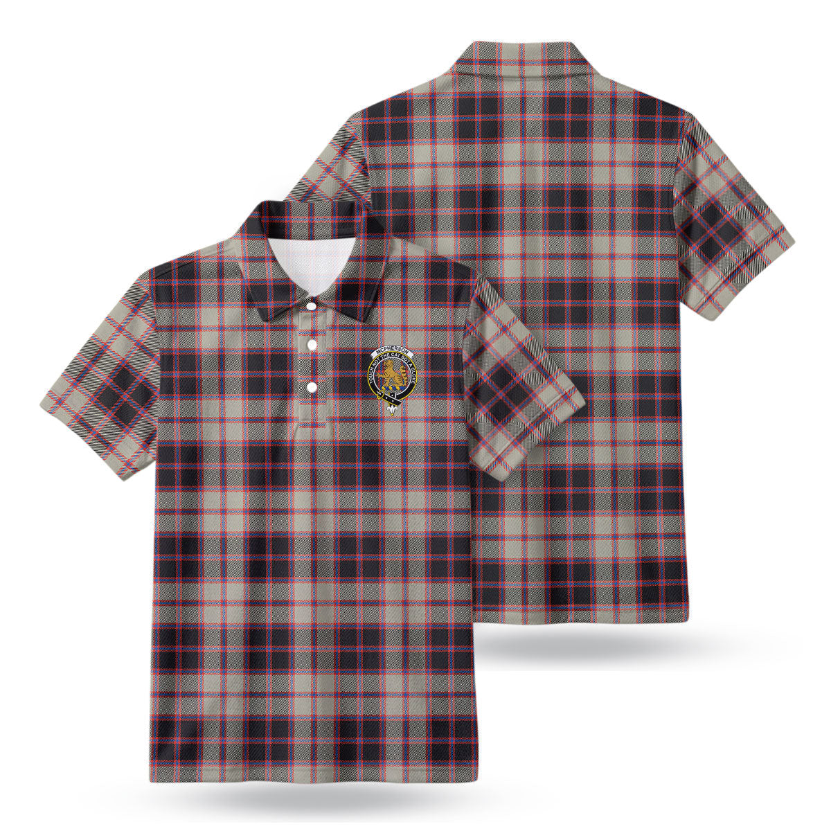 McPherson Hunting Ancient Tartan Crest Birdseye Mesh Polo Shirt