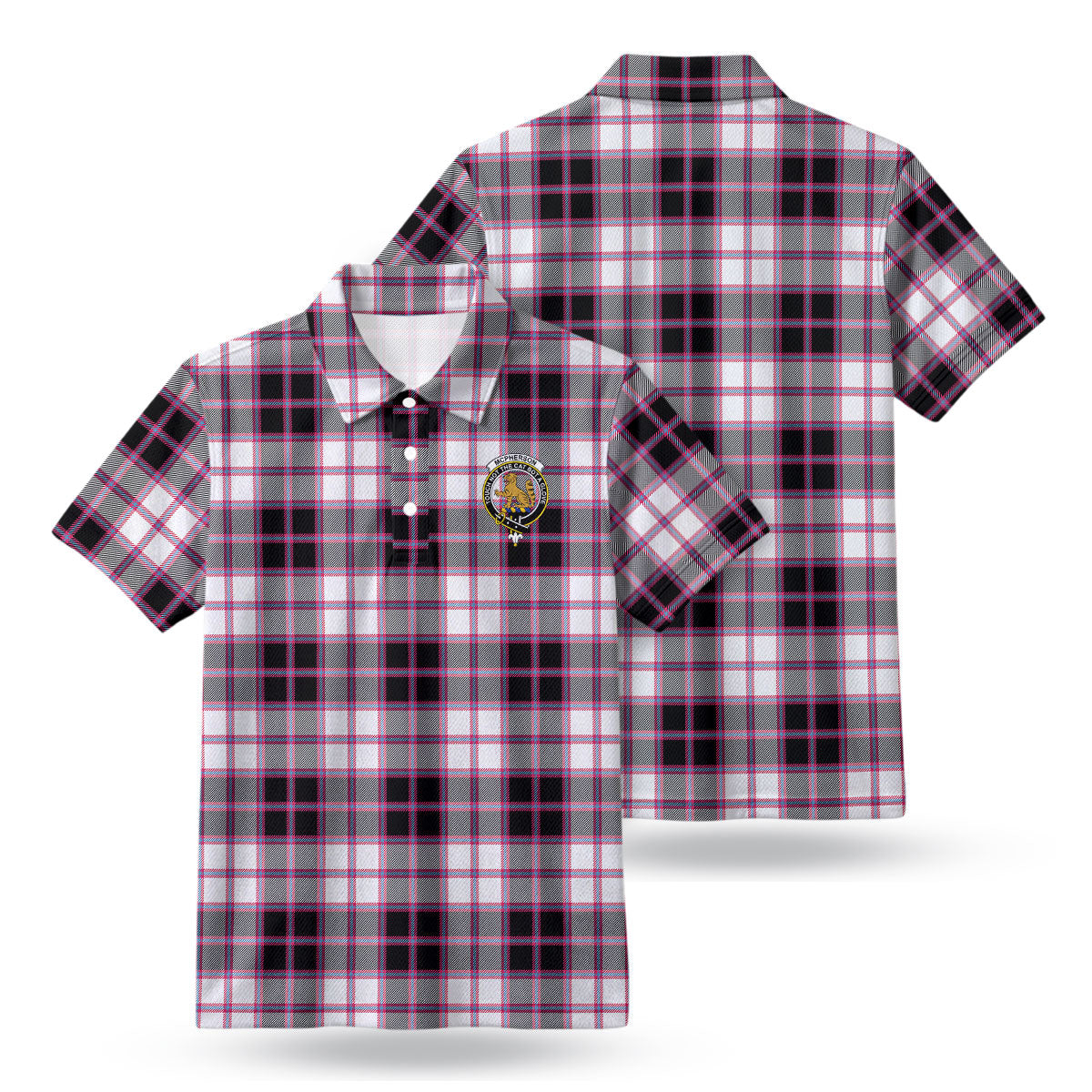 McPherson Hunting Modern Tartan Crest Birdseye Mesh Polo Shirt