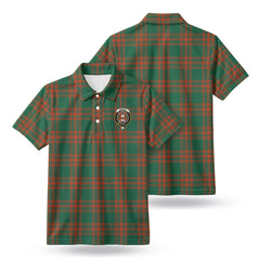 Menzies Green Ancient Tartan Crest Birdseye Mesh Polo Shirt