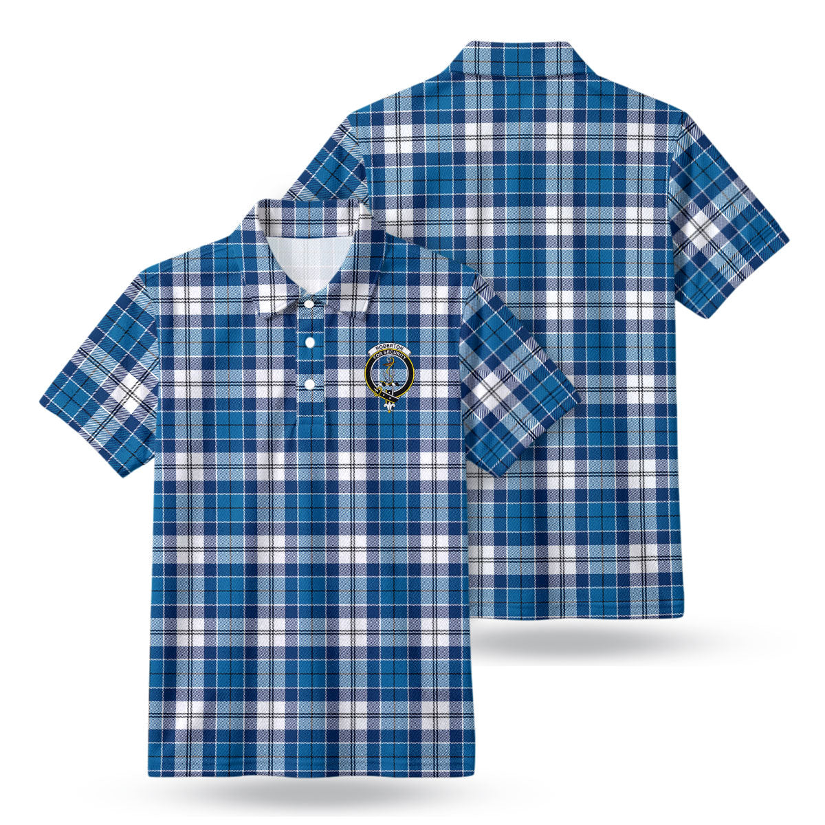 Roberton Tartan Crest Birdseye Mesh Polo Shirt