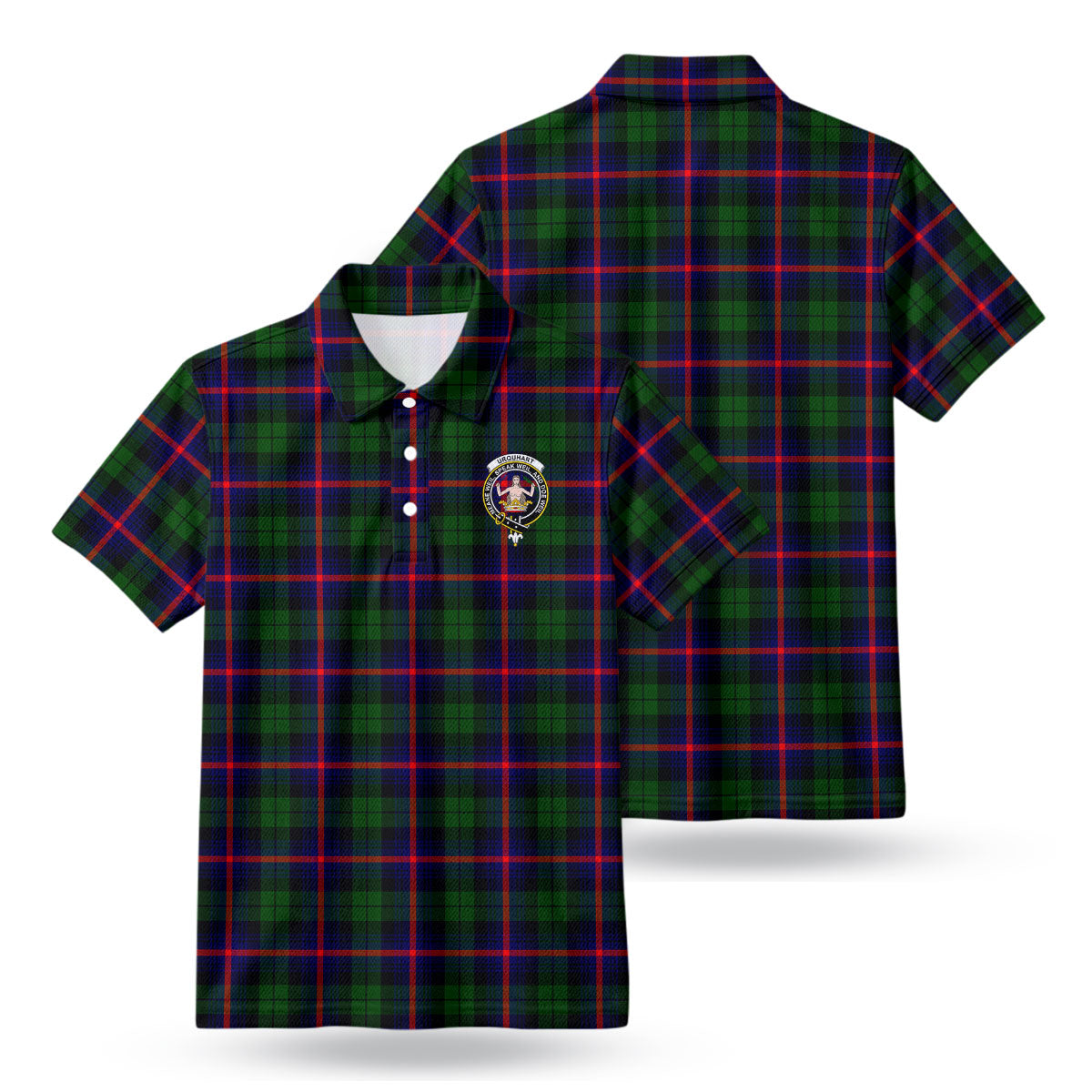 Urquhart Modern Tartan Crest Birdseye Mesh Polo Shirt