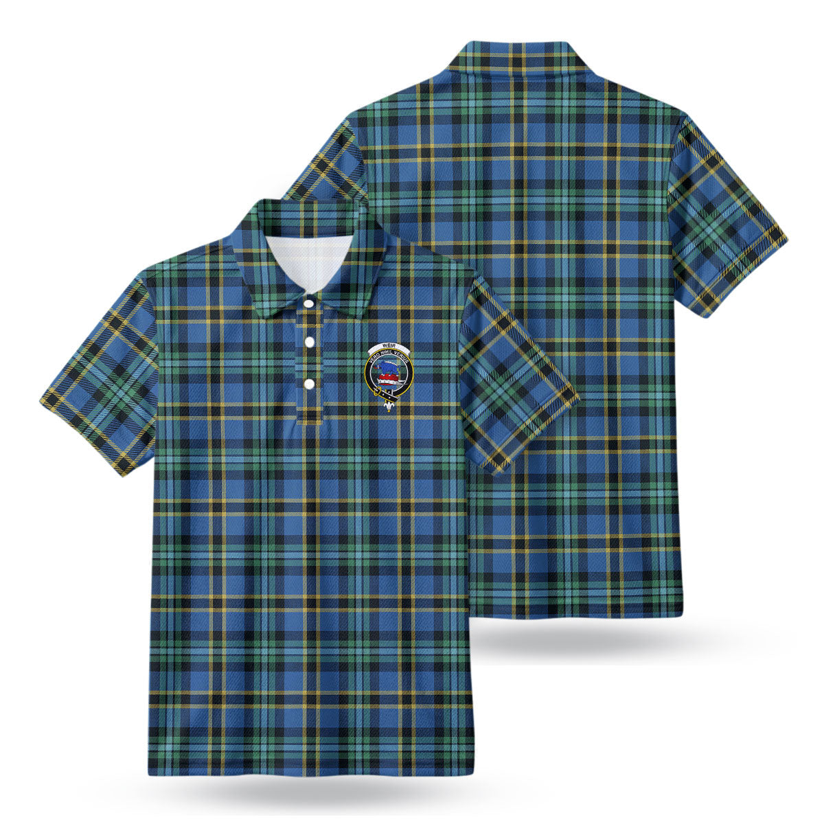 Weir Ancient Tartan Crest Birdseye Mesh Polo Shirt