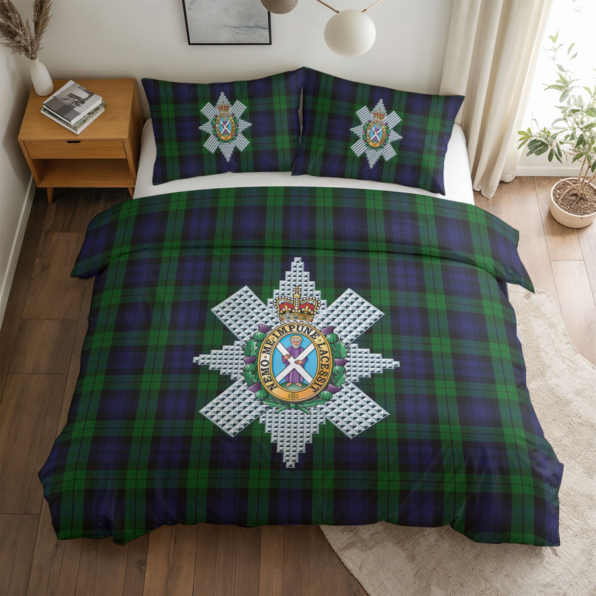 Black Watch Tartan Crest Bedding Set