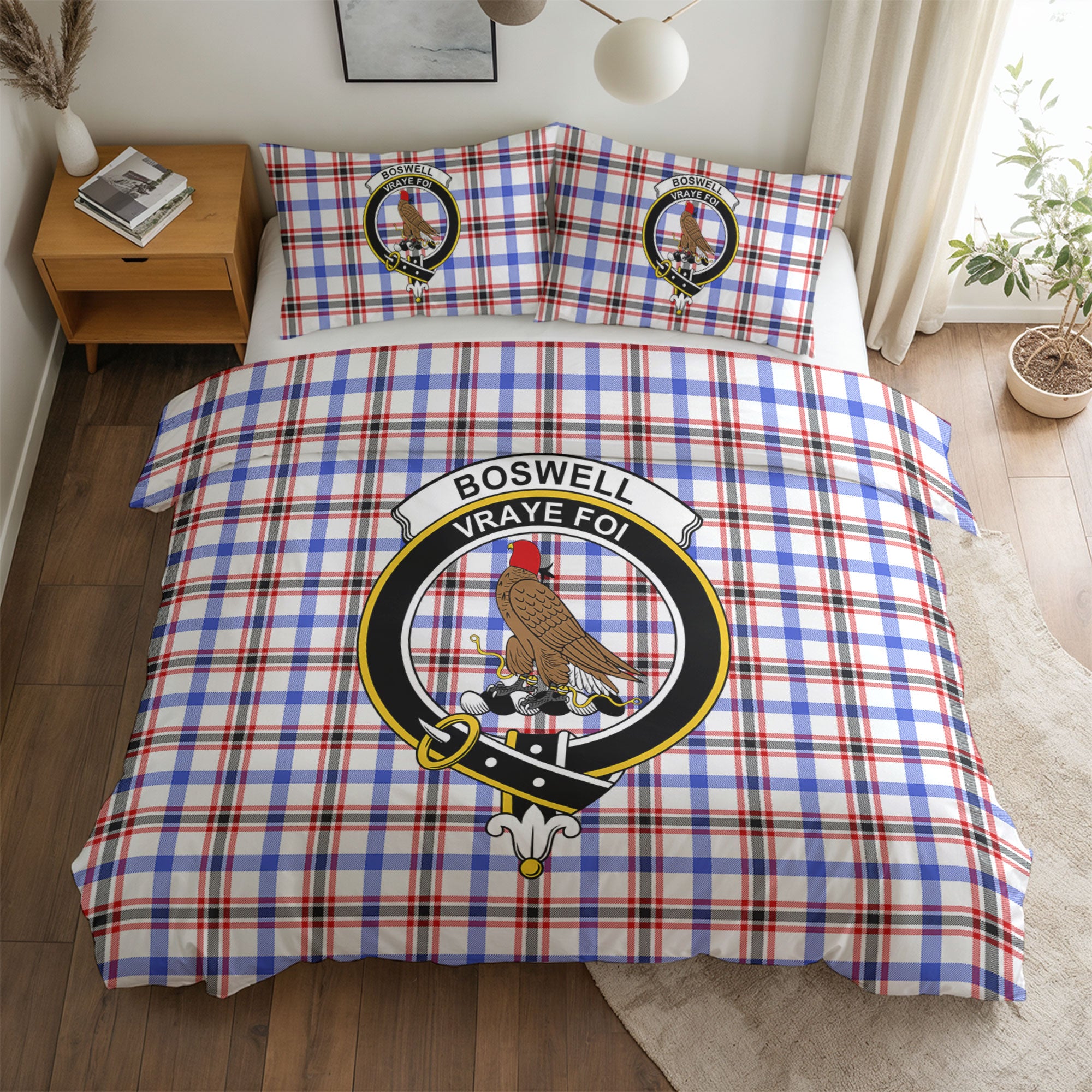 Boswell Modern Tartan Crest Bedding Set