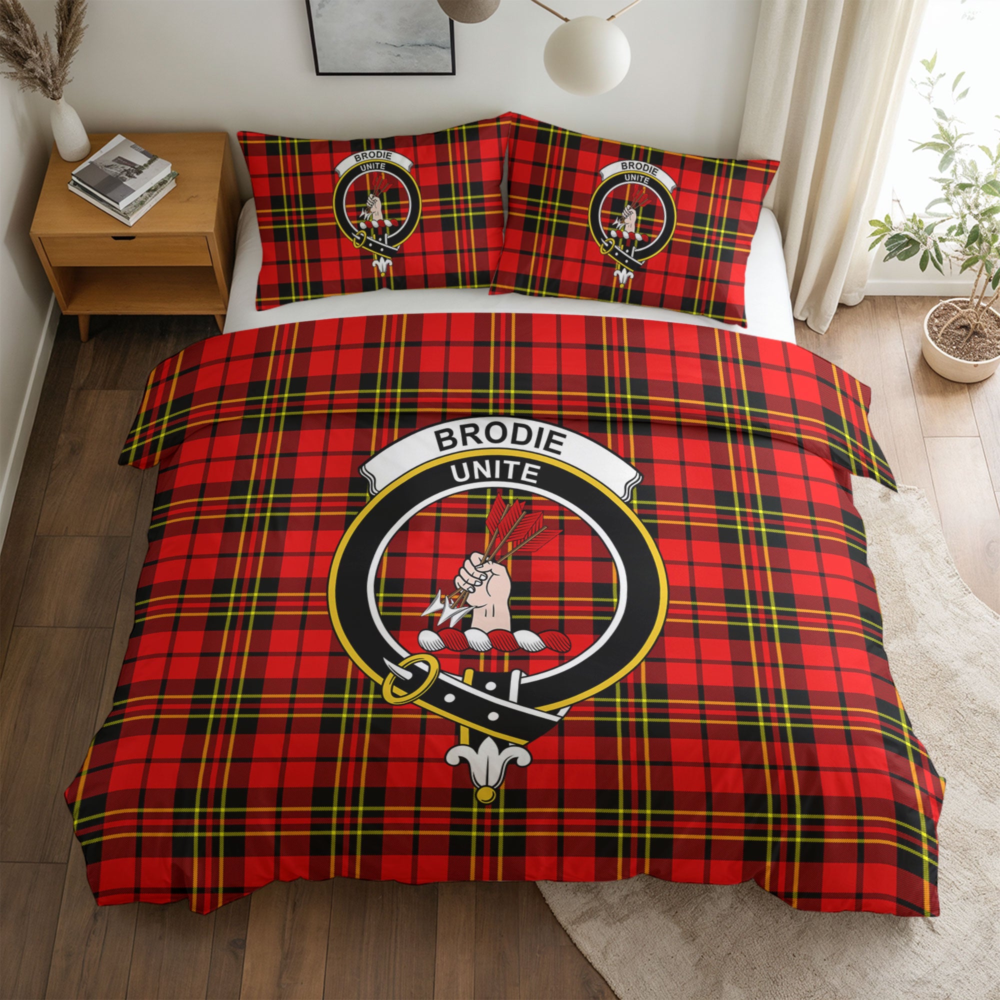 Brodie Modern Tartan Crest Bedding Set