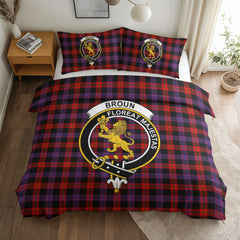 Broun Modern Tartan Crest Bedding Set
