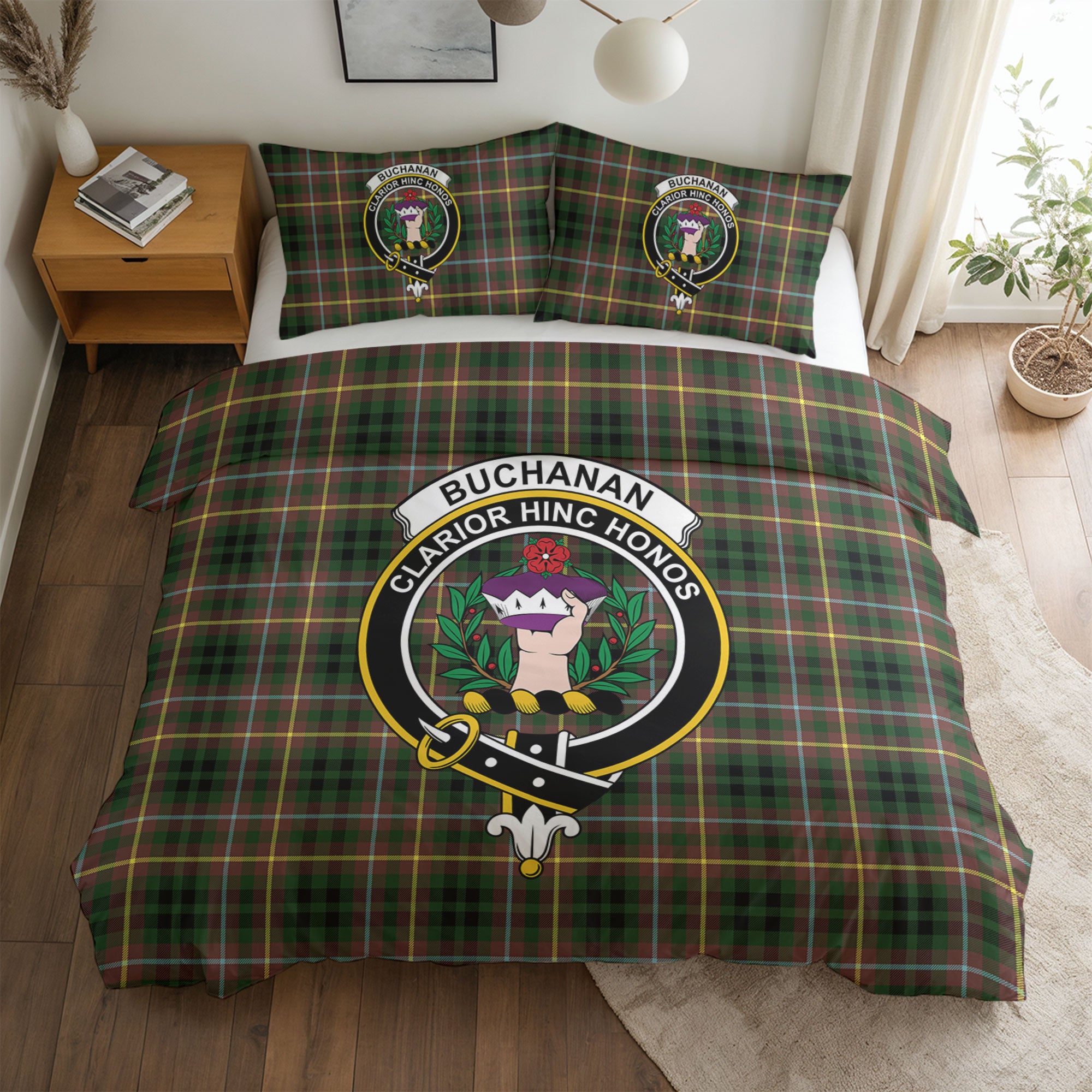 Buchanan Hunting Tartan Crest Bedding Set
