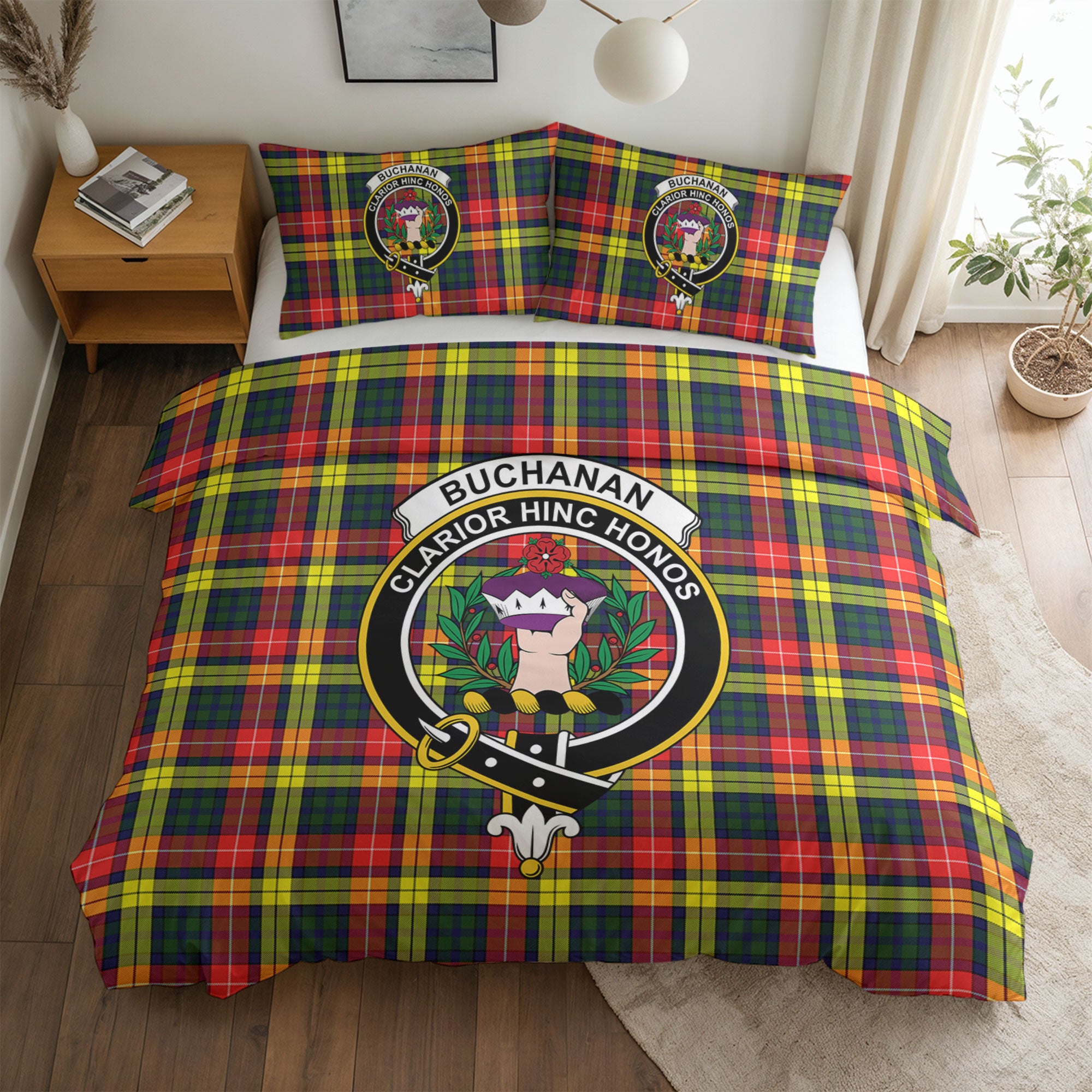 Buchanan Modern Tartan Crest Bedding Set