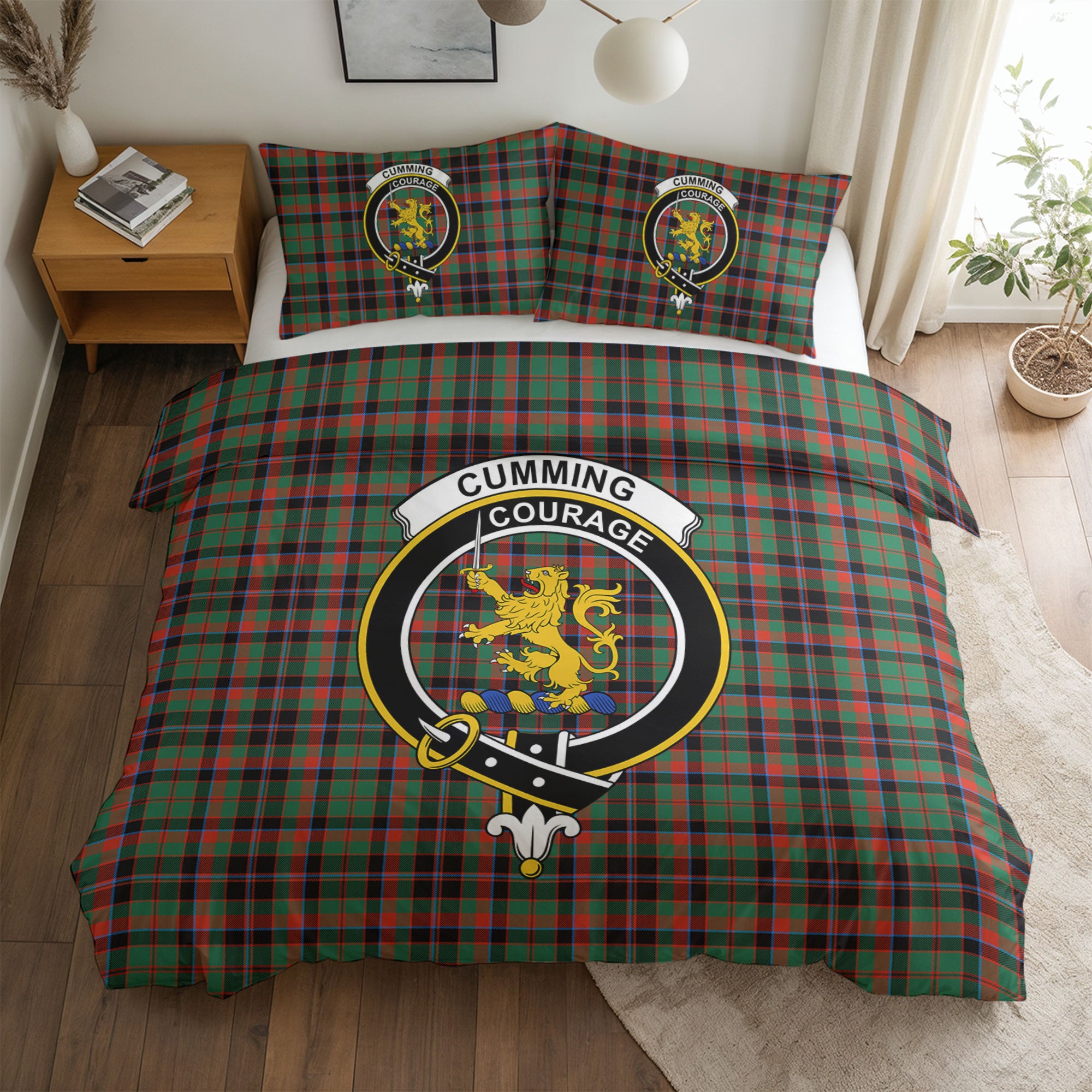Cumming Hunting Ancient Tartan Crest Bedding Set