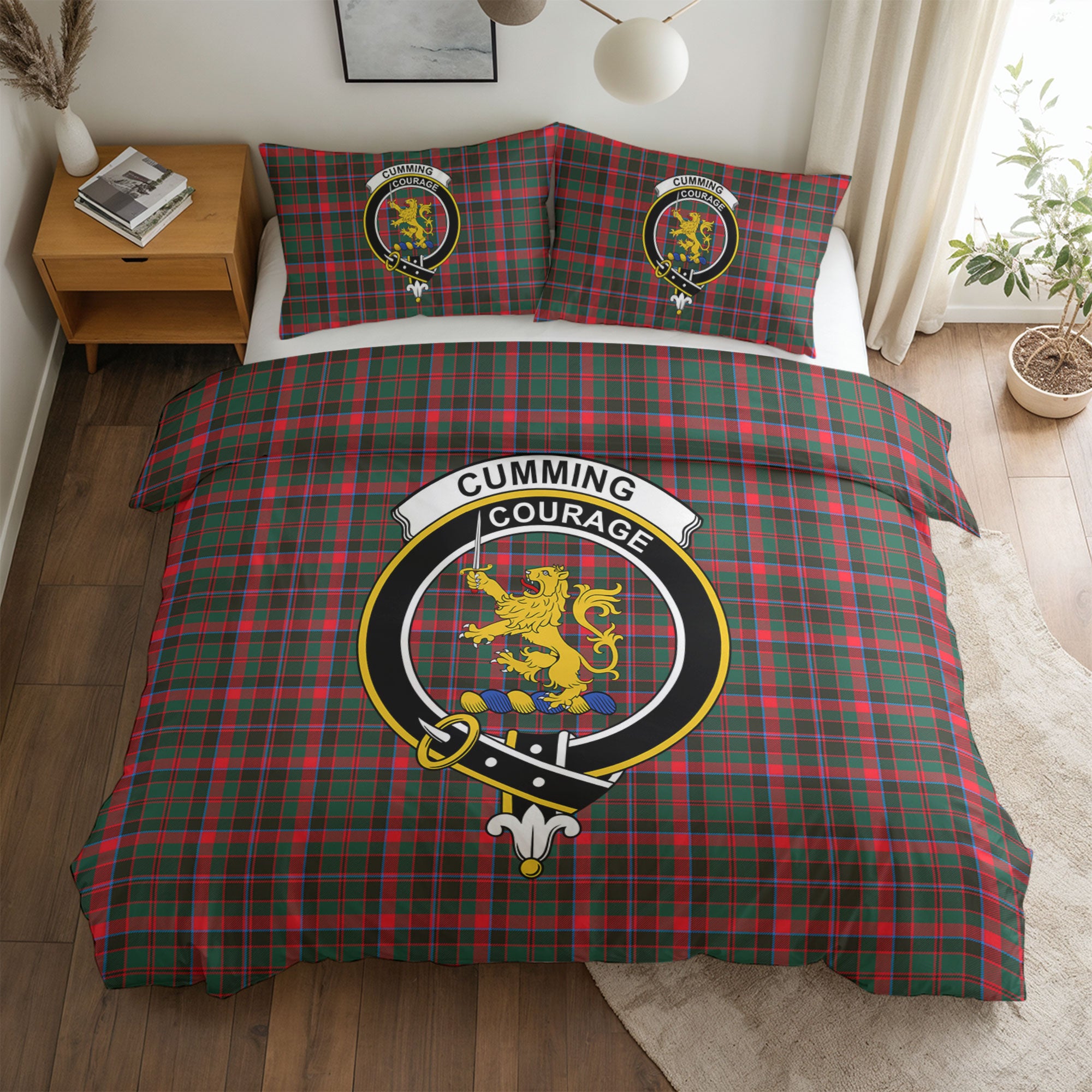Cumming Hunting Modern Tartan Crest Bedding Set