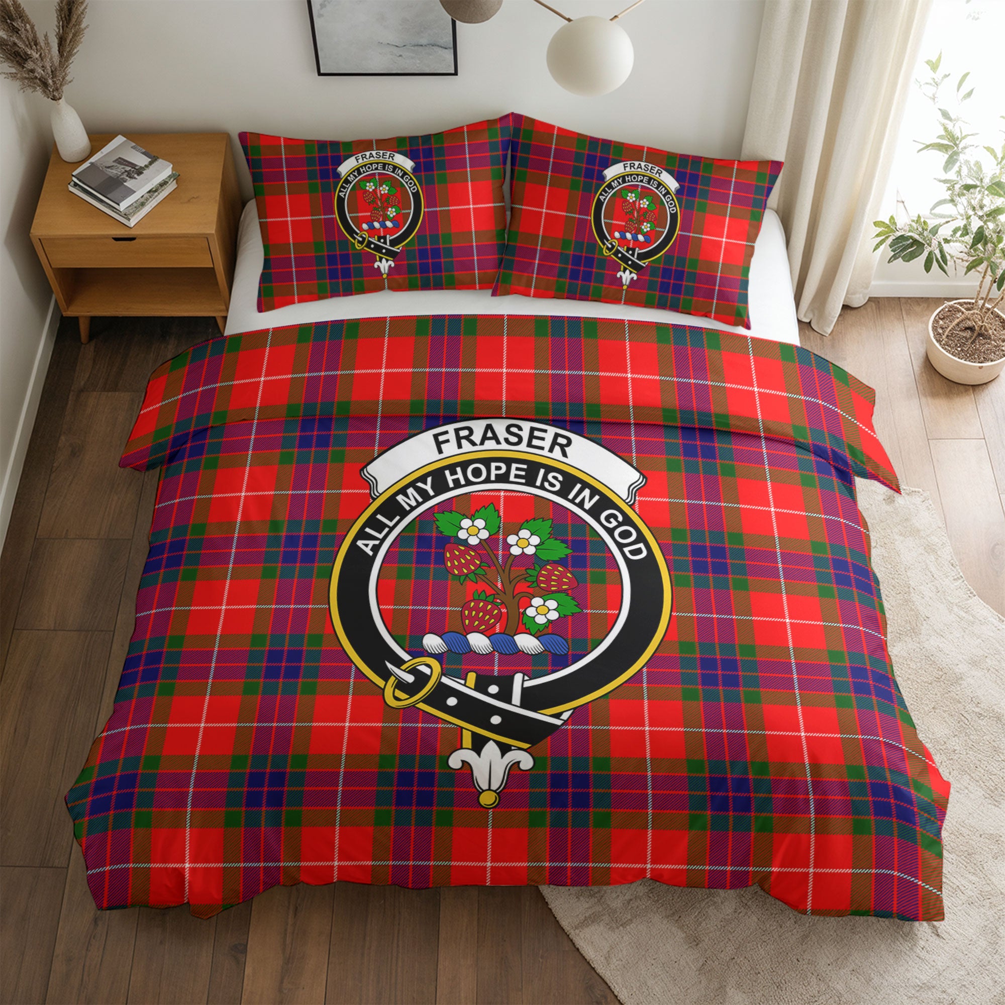 Fraser Tartan Crest Bedding Set