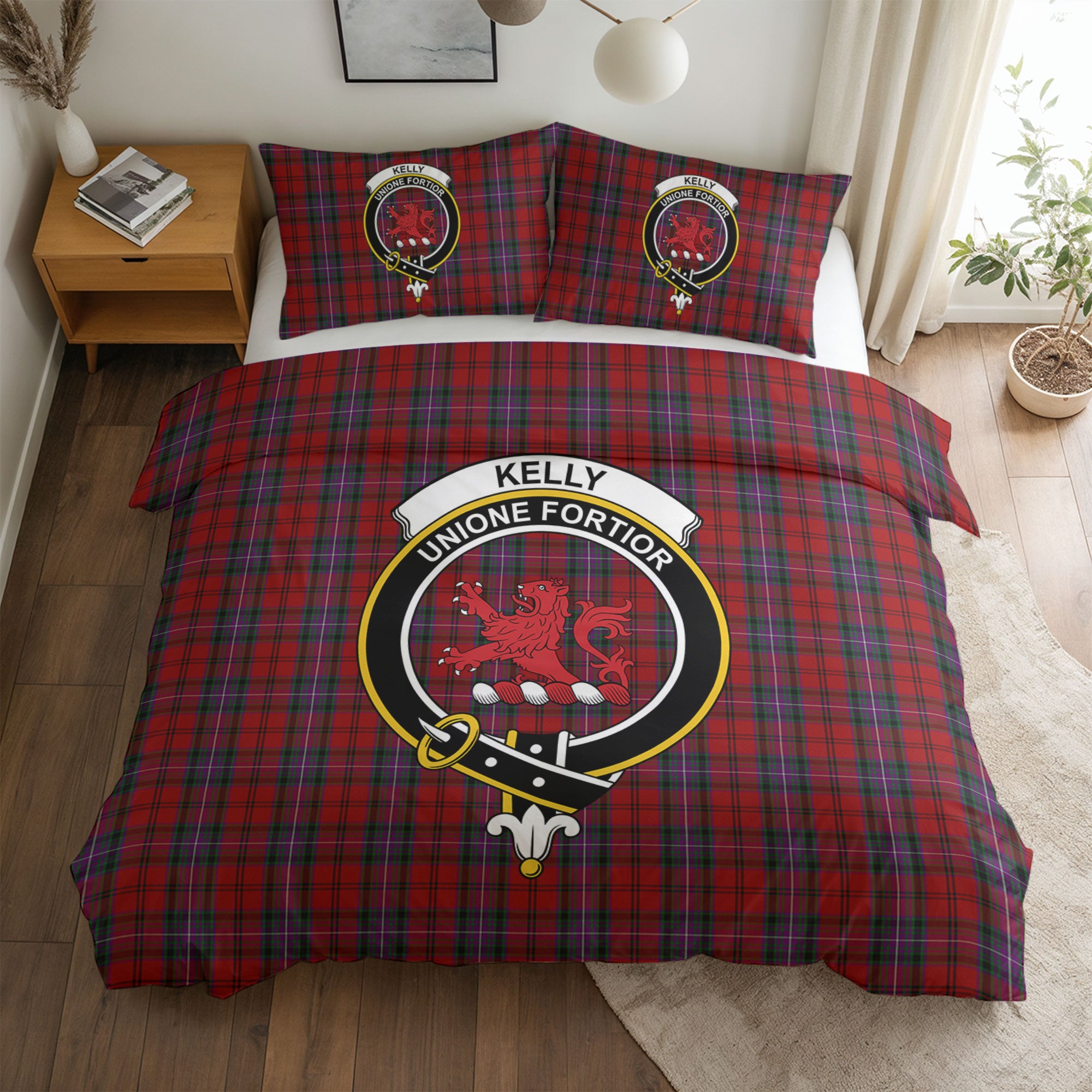 Kelly of Sleat Red Tartan Crest Bedding Set