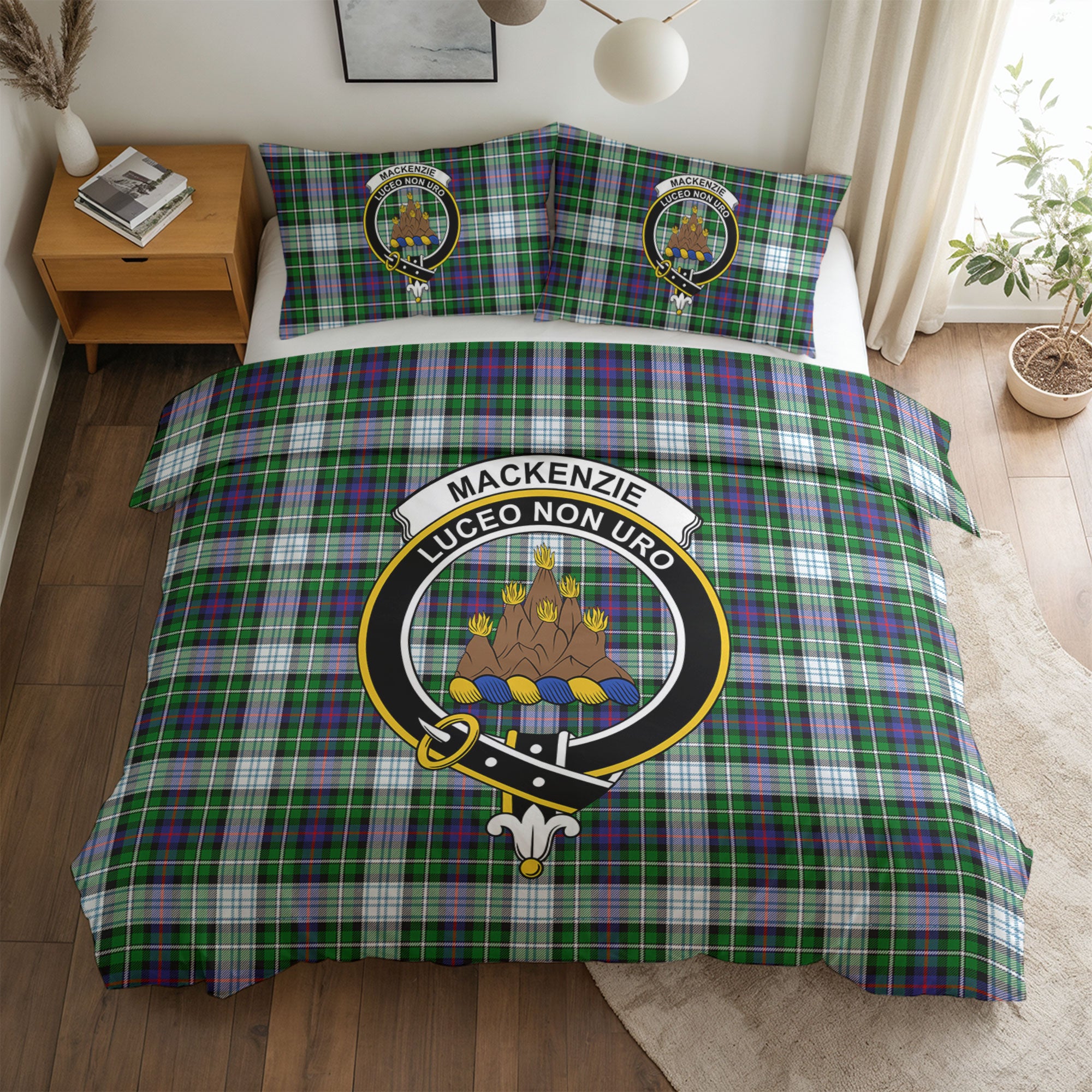 MacKenzie Dress Modern Tartan Crest Bedding Set