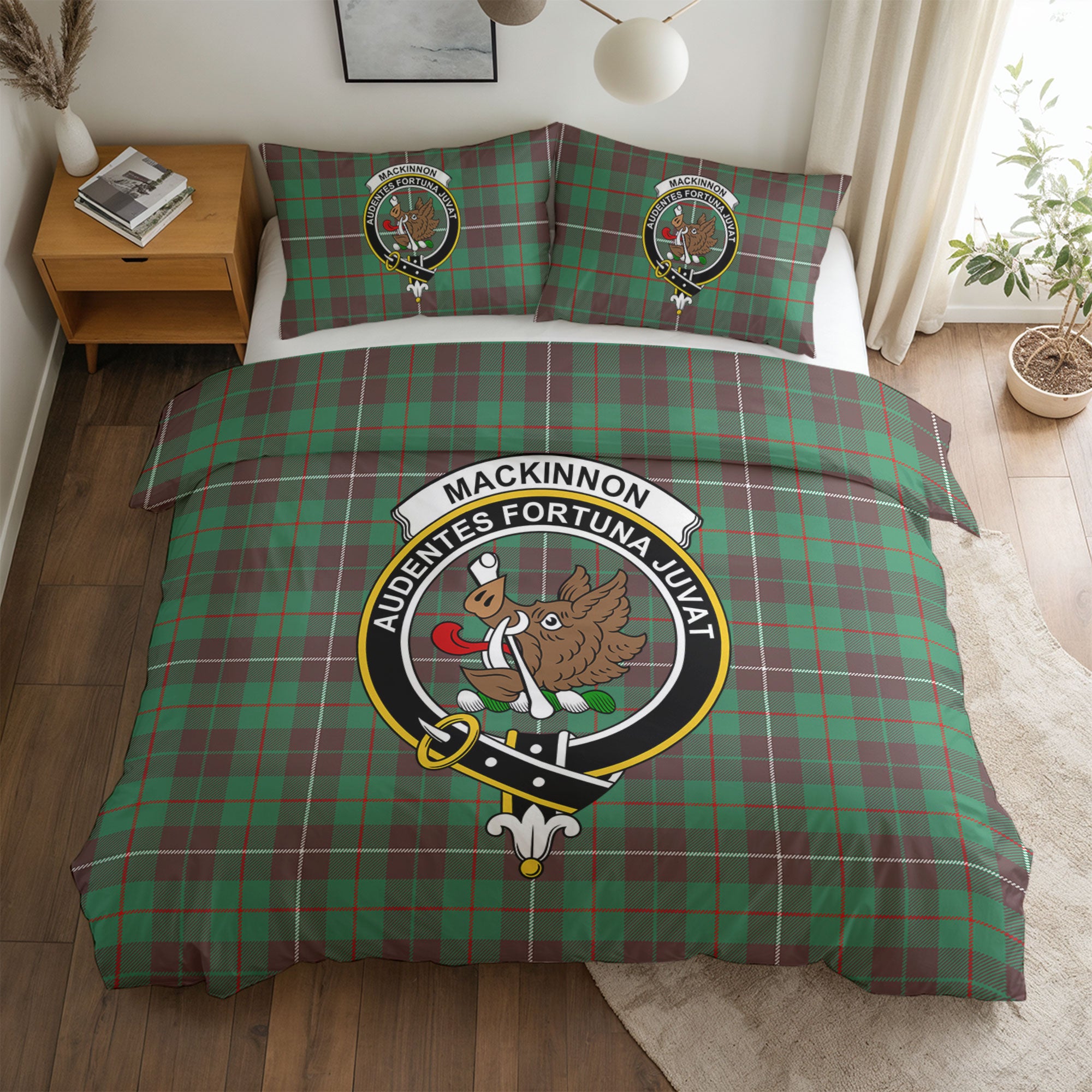 MacKinnon Hunting Ancient Tartan Crest Bedding Set