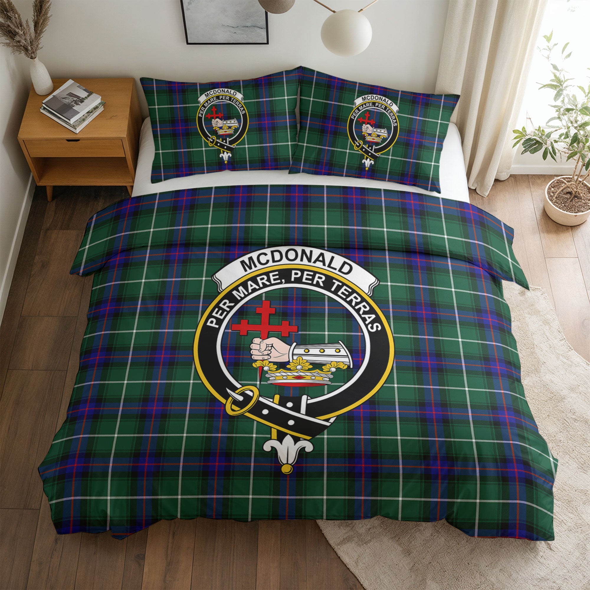 McDonald of the Isles Hunting Modern Tartan Crest Bedding Set