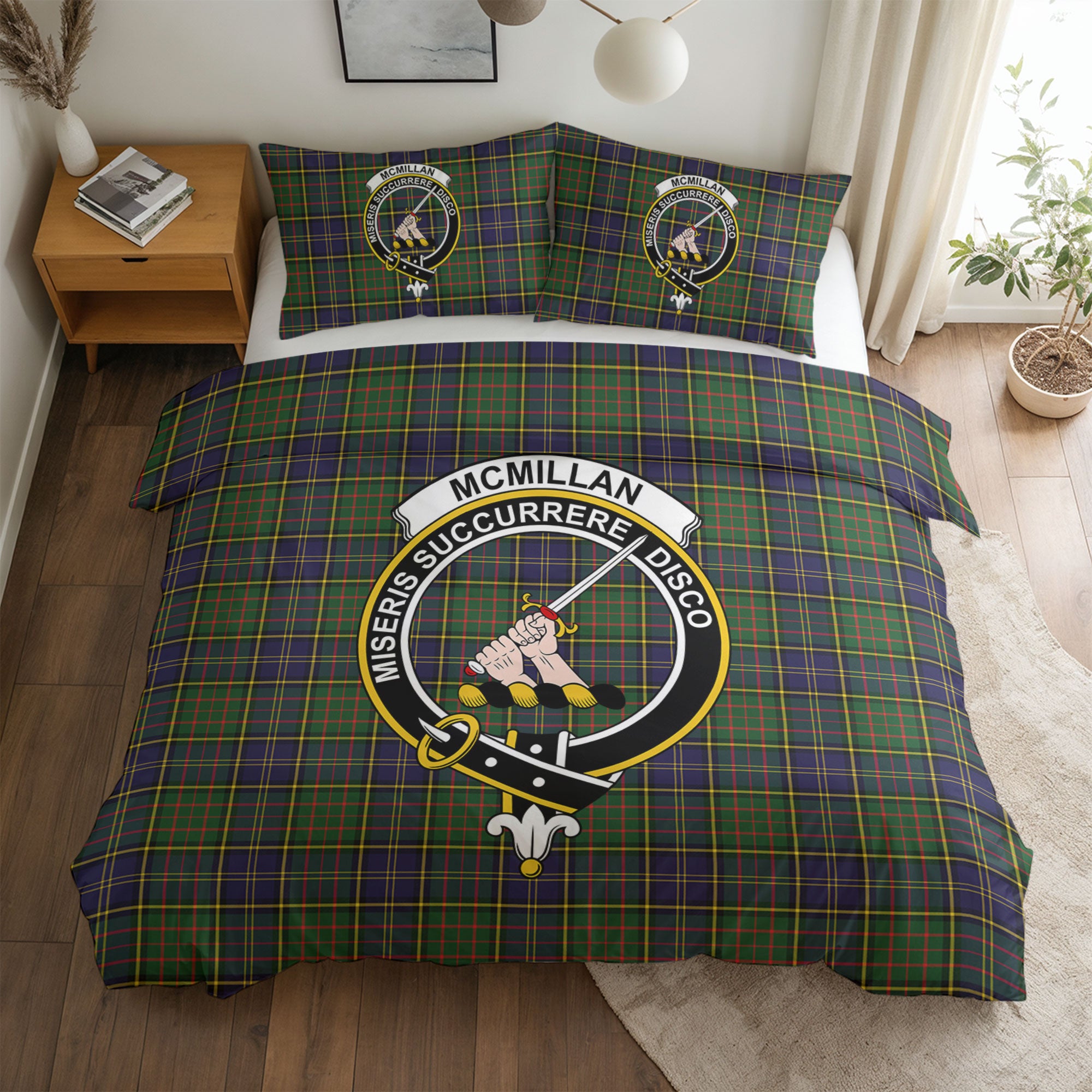 McMillan Hunting Modern Tartan Crest Bedding Set