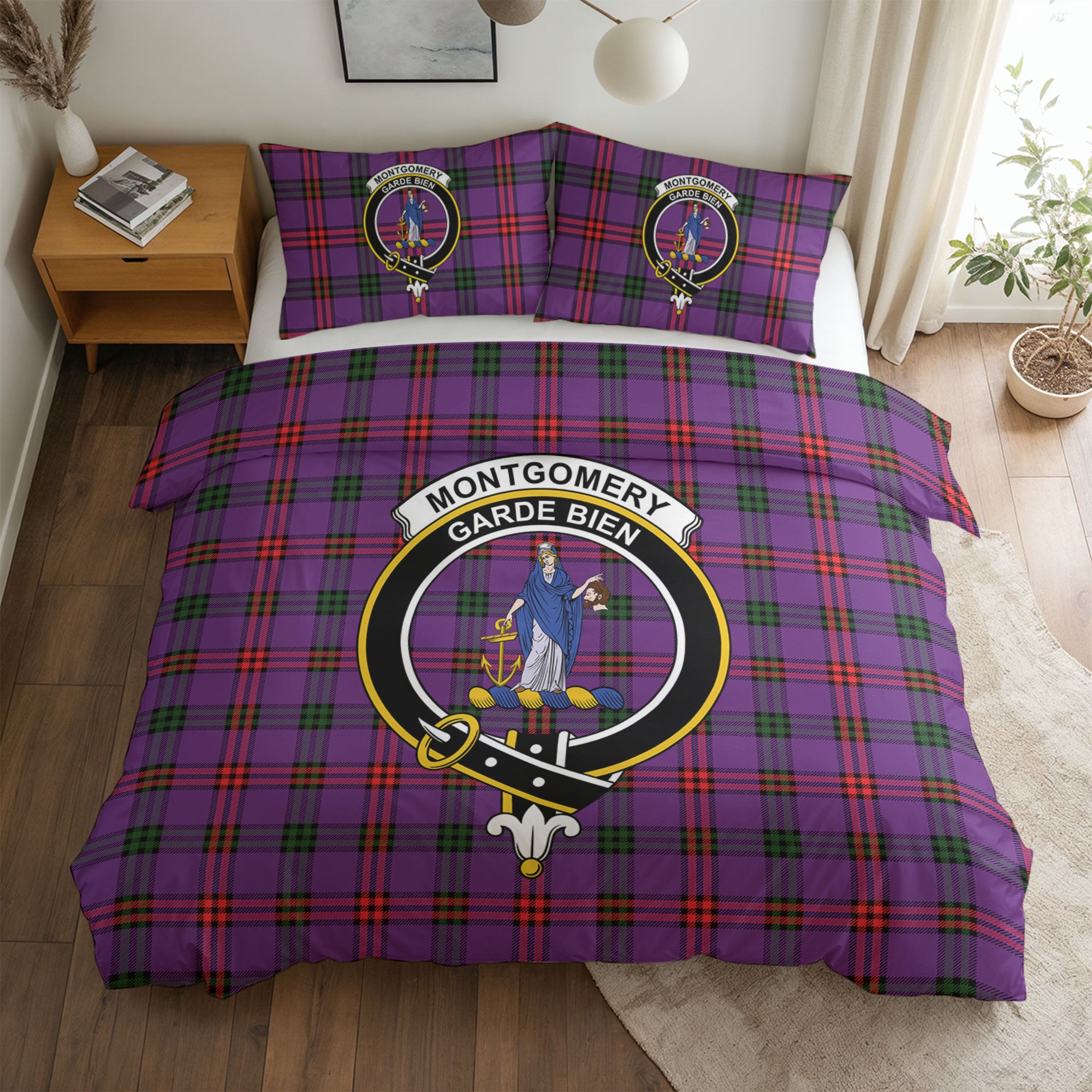 Montgomery Modern Tartan Crest Bedding Set