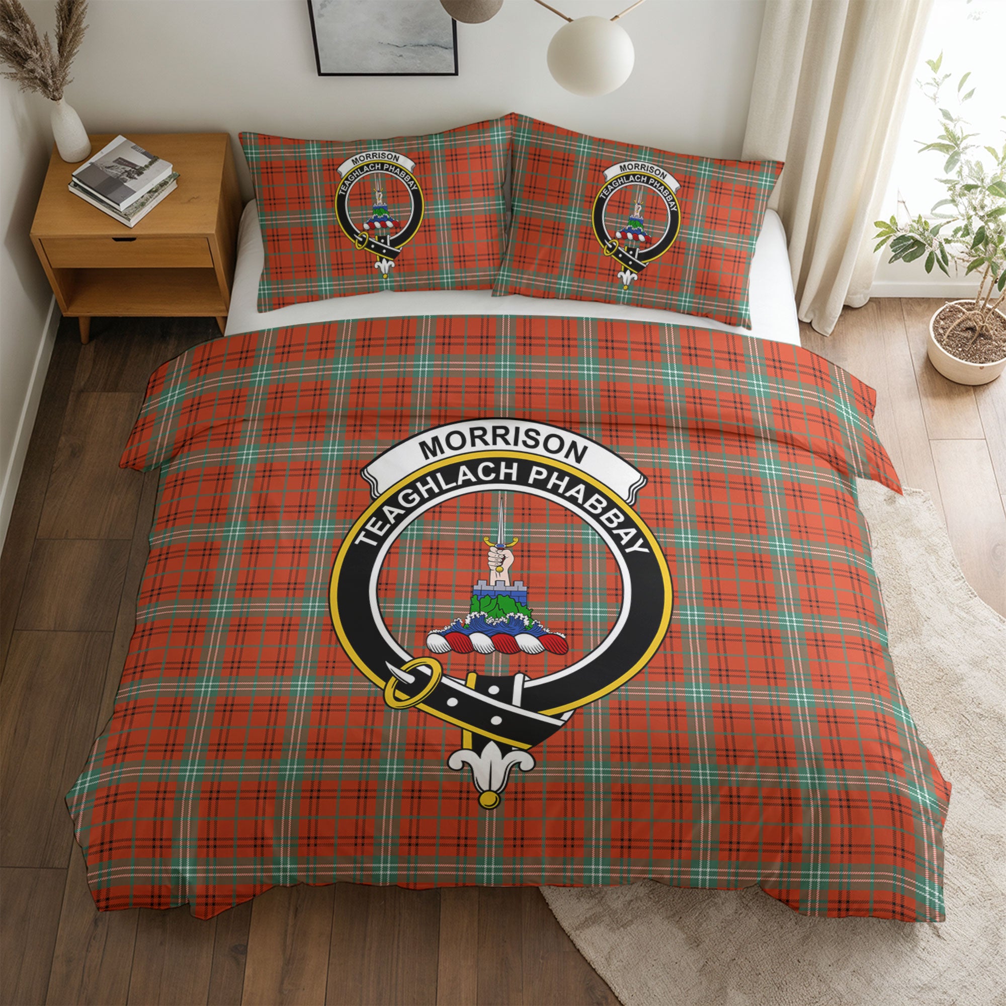 Morrison Red Ancient Tartan Crest Bedding Set