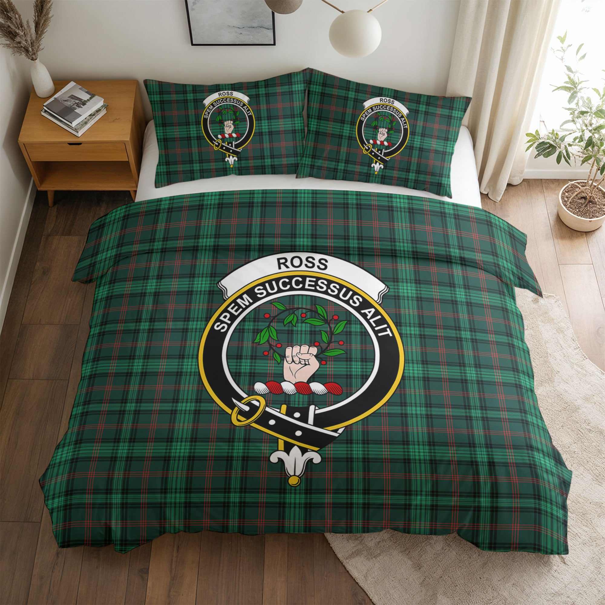 Ross Hunting Modern Tartan Crest Bedding Set