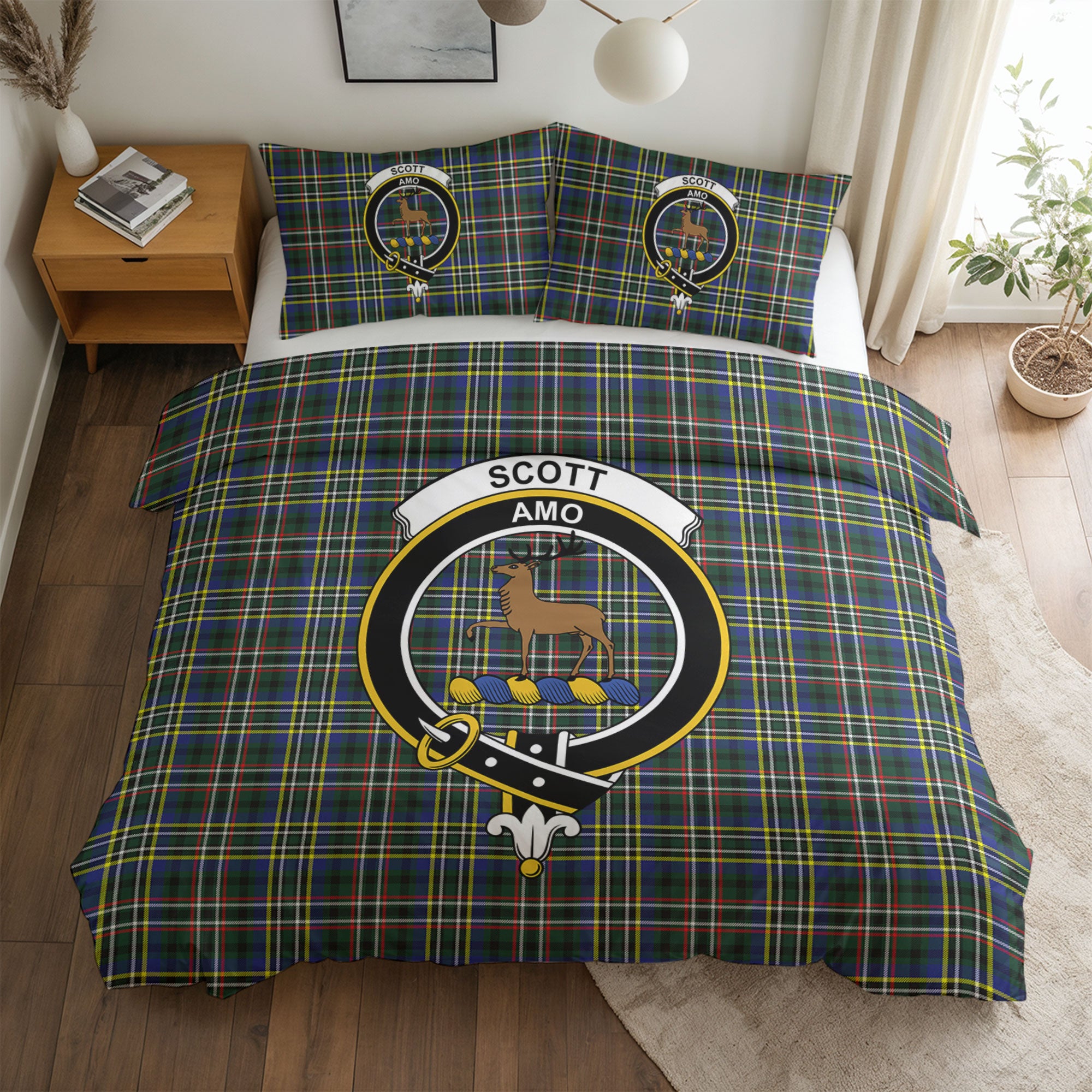 Scott Green Modern Tartan Crest Bedding Set