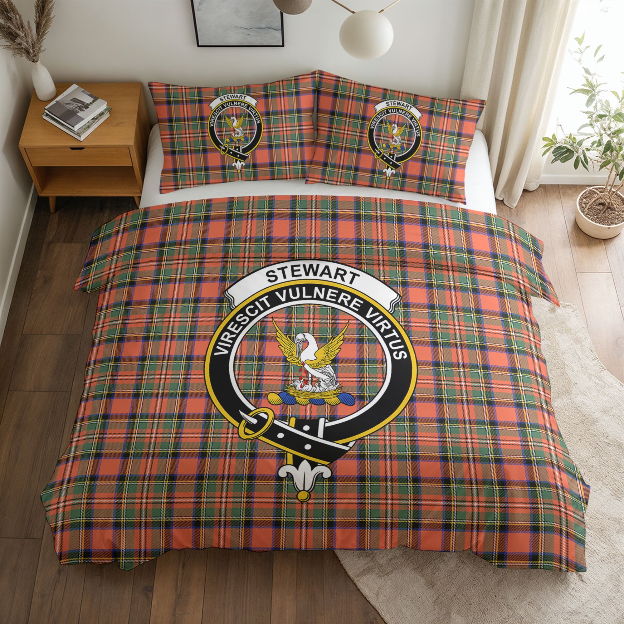 Stewart Royal Ancient Tartan Crest Bedding Set