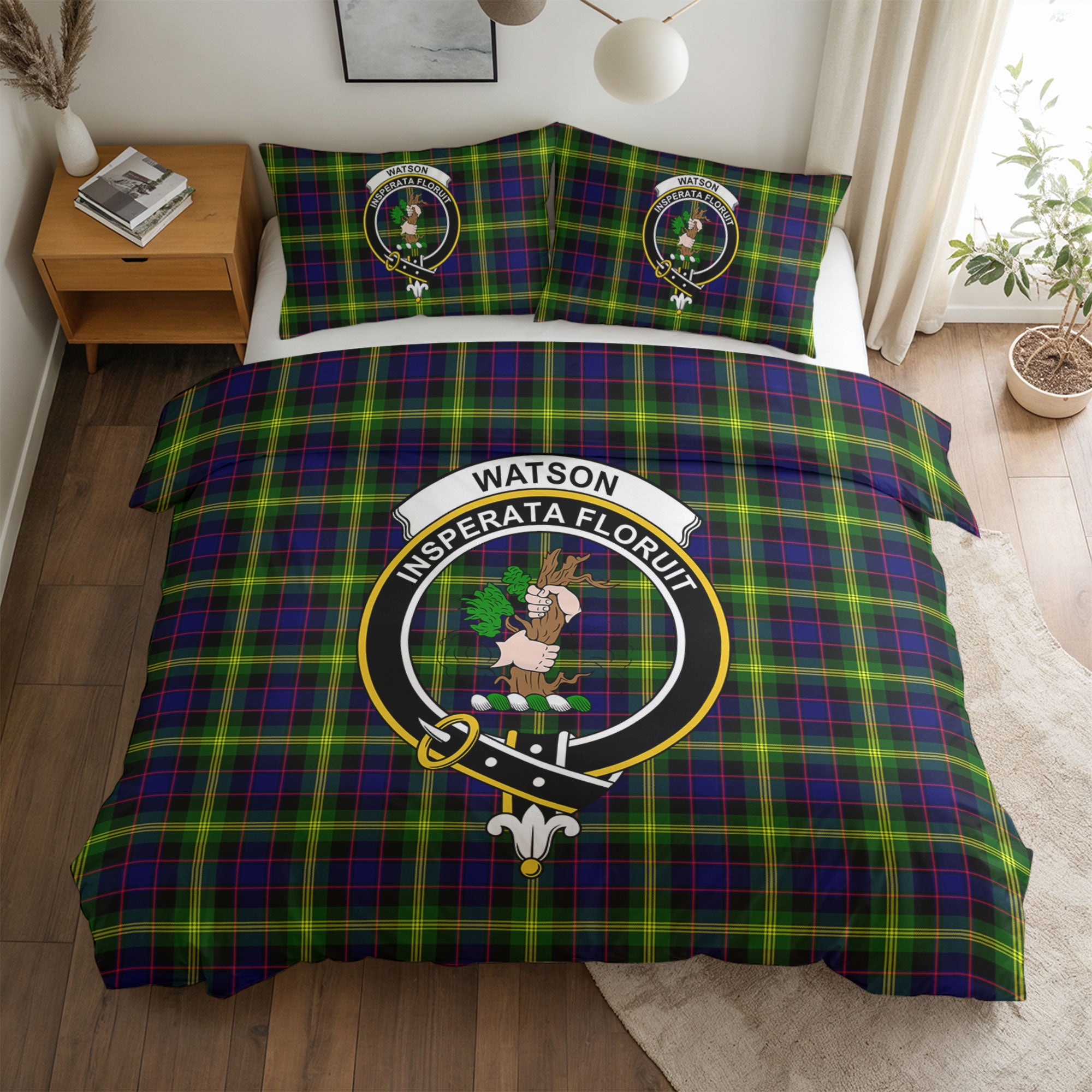 Watson Modern Tartan Crest Bedding Set