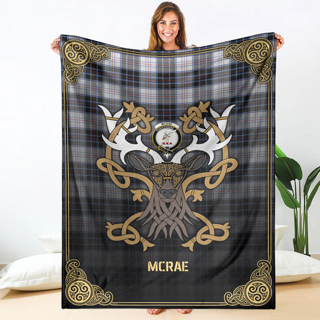 McRae Dress Modern Tartan Crest Premium Blanket - Celtic Stag style