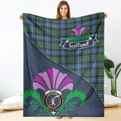 McRae Hunting Ancient Tartan Crest Premium Blanket - Thistle Style