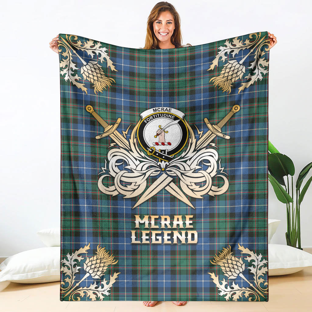 McRae Hunting Ancient Tartan Gold Courage Symbol Blanket