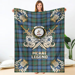 McRae Hunting Ancient Tartan Gold Courage Symbol Blanket