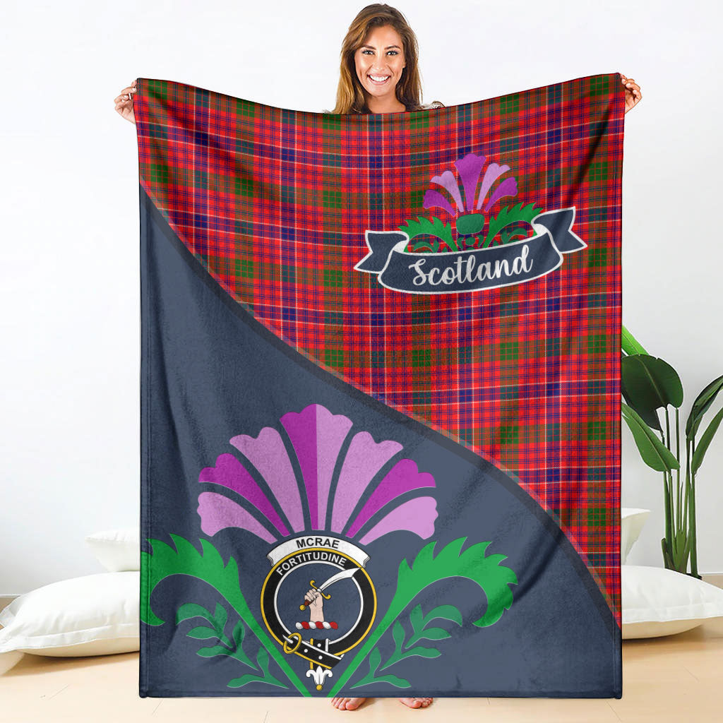 McRae Modern Tartan Crest Premium Blanket - Thistle Style