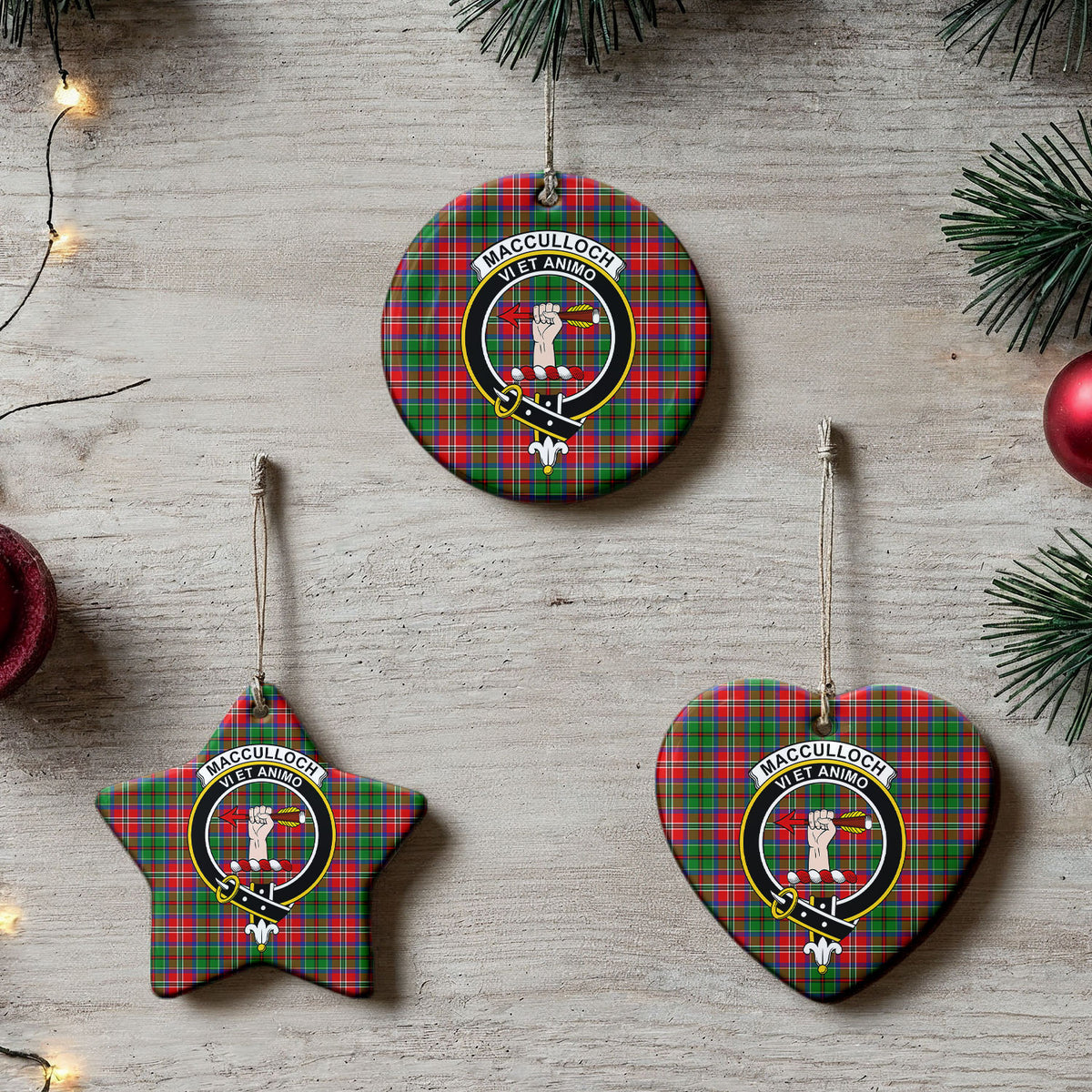 MacCulloch (McCulloch) Tartan Crest Christmas Ceramic Ornament