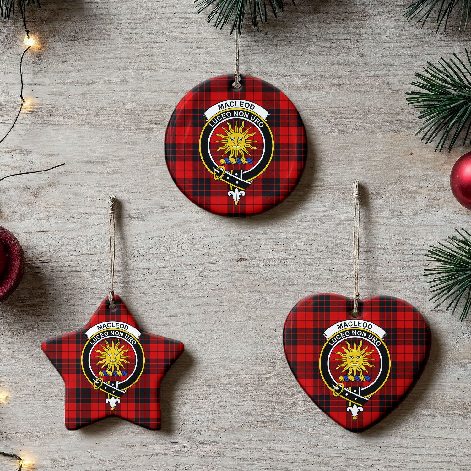 MacLeod of Raasay Tartan Crest Christmas Ceramic Ornament