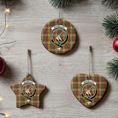 MacMillan Old Weathered Tartan Crest Christmas Ceramic Ornament