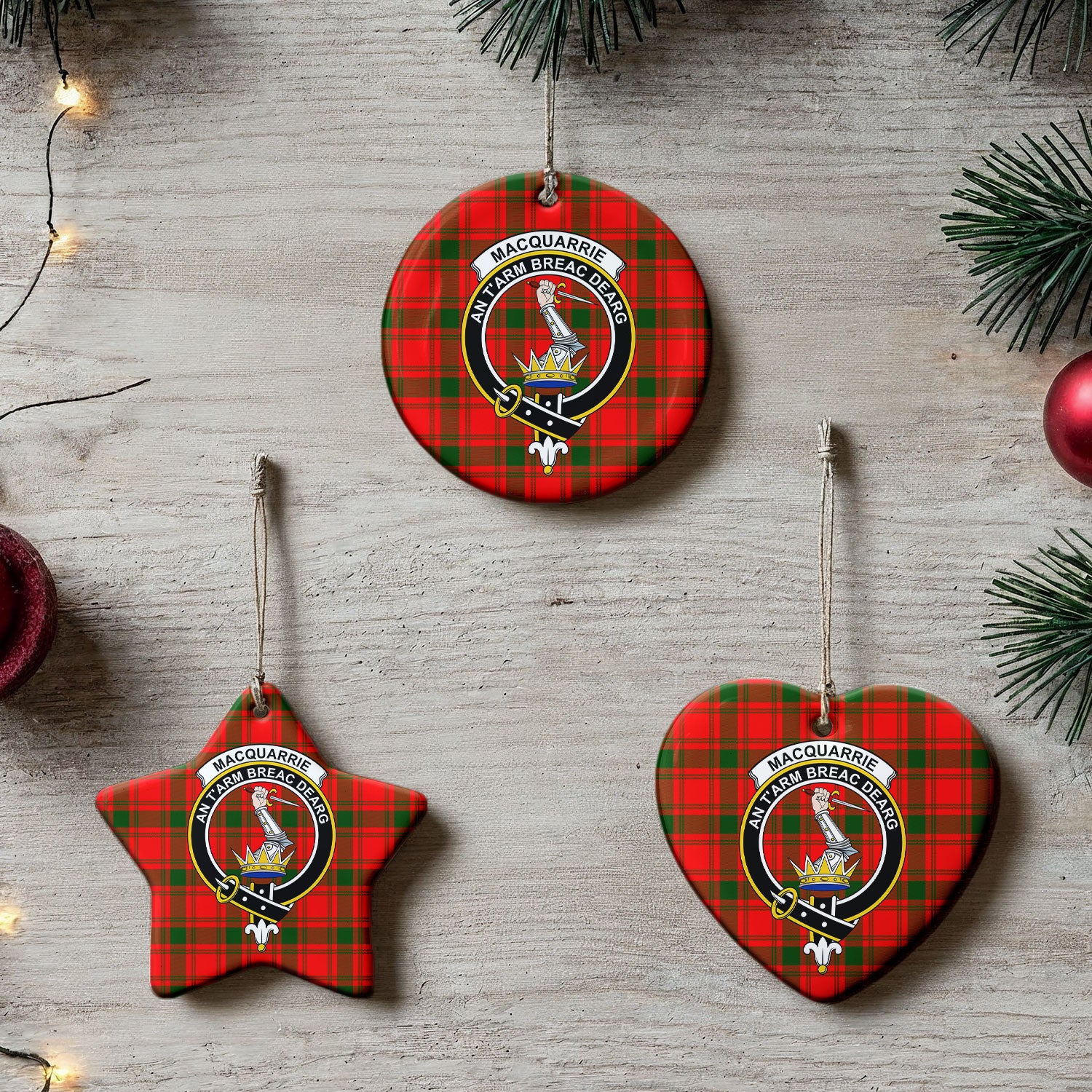 MacQuarrie Tartan Crest Christmas Ceramic Ornament