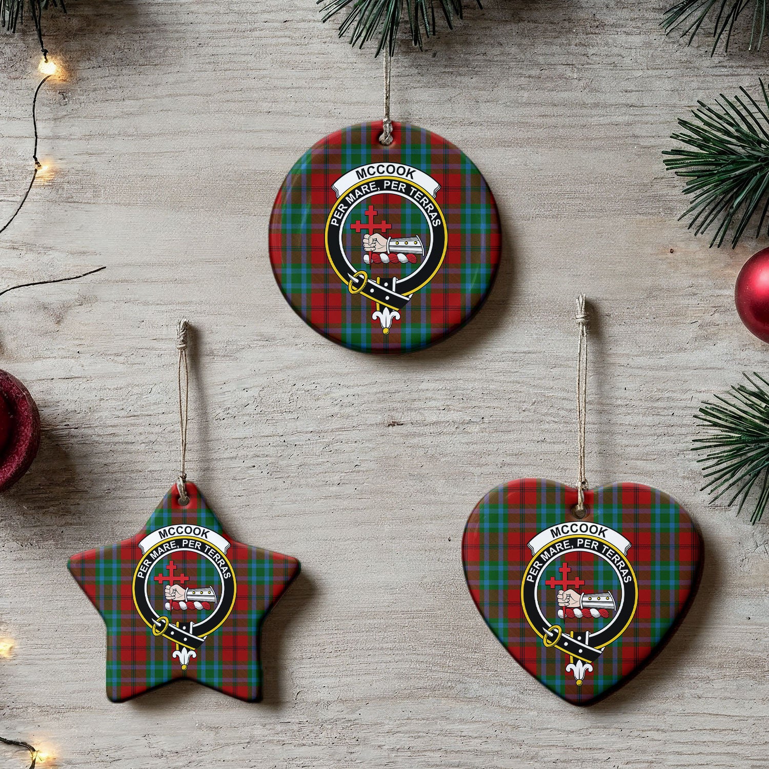 McCook Tartan Crest Christmas Ceramic Ornament