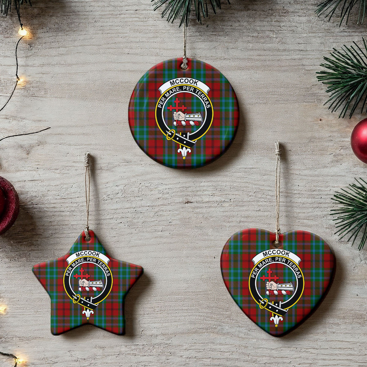 McCook Tartan Crest Christmas Ceramic Ornament