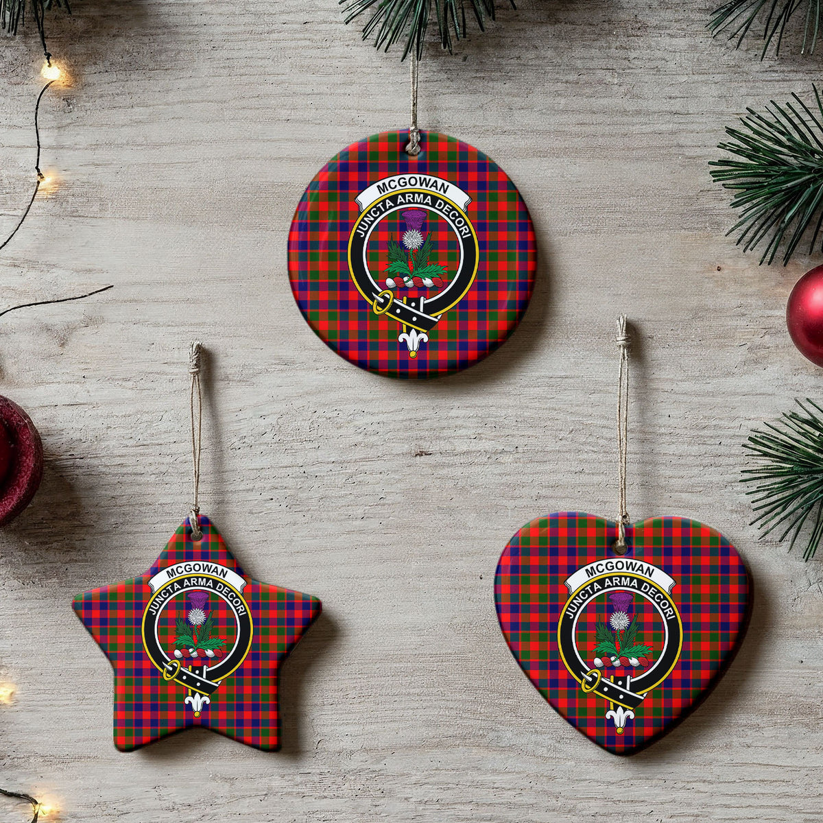 McGowan Tartan Crest Christmas Ceramic Ornament
