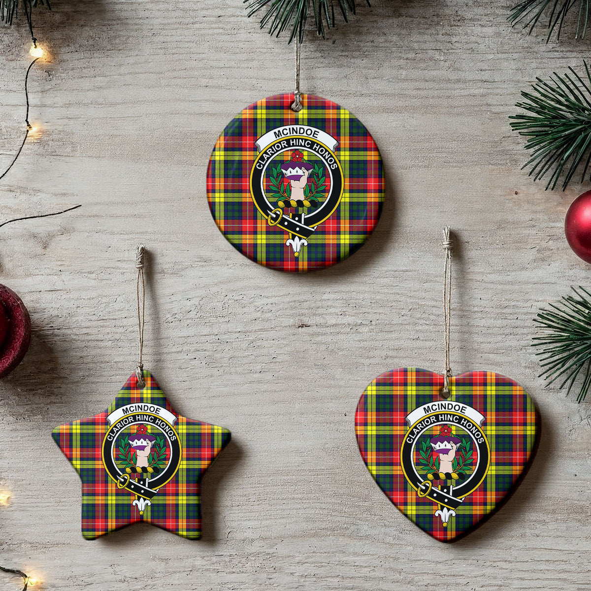 McIndoe Tartan Crest Christmas Ceramic Ornament